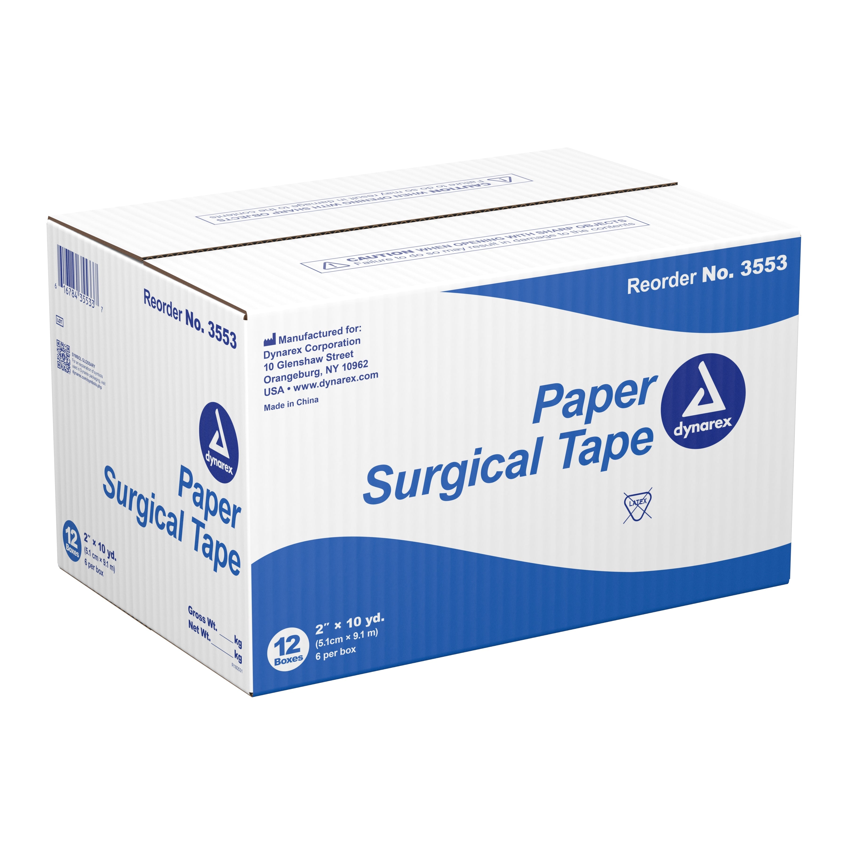 Medical Tape Dynarex White 2 Inch X 10 Yard Paper NonSterile,Packaging Type- Box