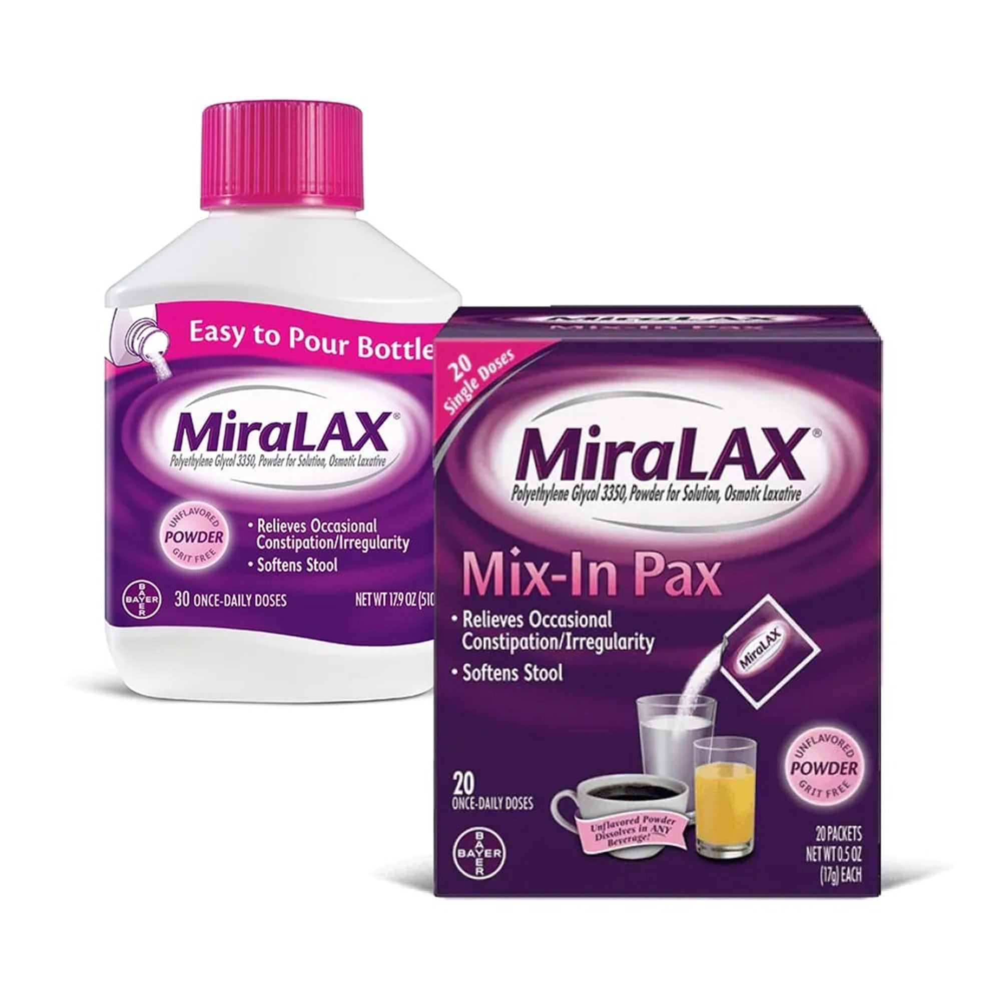 Laxative MiraLAX Powder 24 per Box 17 Gram Strength Polyethylene Glycol 3350, Packaging Type- Box