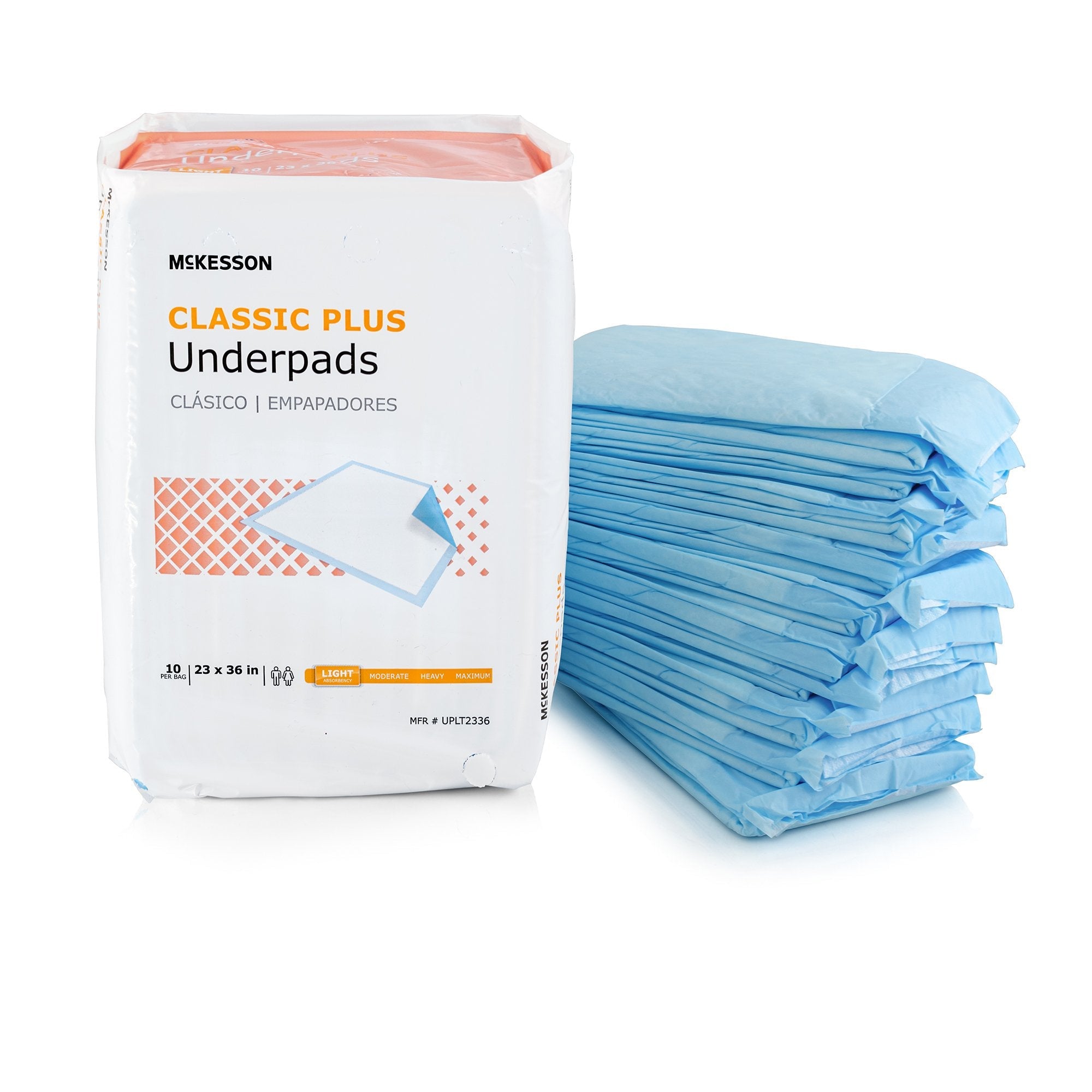 Disposable Underpad McKesson Classic Plus 23 X 36 Inch Fluff Mat Light Absorbency, Packaging Type- Case