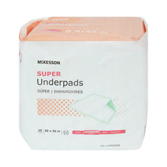 Disposable Underpad McKesson Super 30 X 36 Inch Fluff / Polymer Moderate Absorbency | 10BG/Case