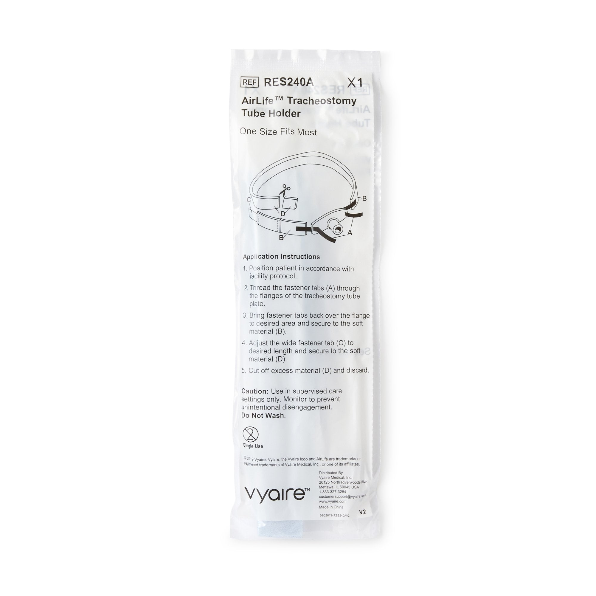 Tracheostomy Tube Holder AirLife 14 X 1 Inch Adult, Packaging Type- Box