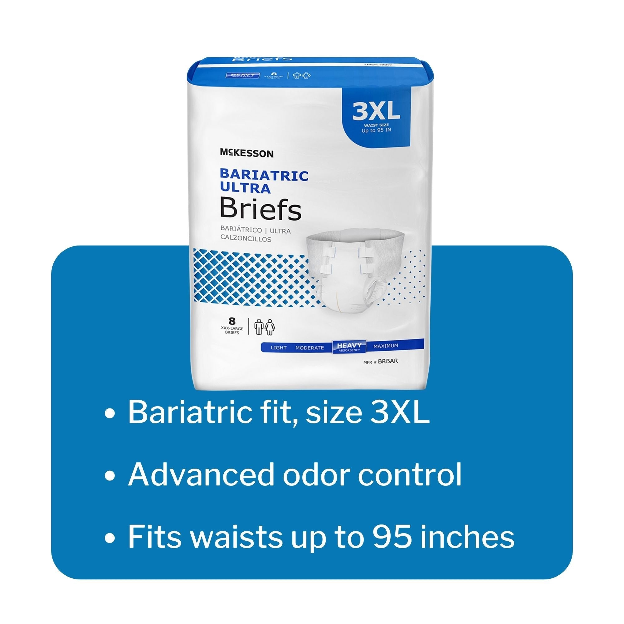 Unisex Adult Incontinence Brief McKesson Ultra Bariatric 3X-Large Disposable Heavy Absorbency, Packaging Type- Case