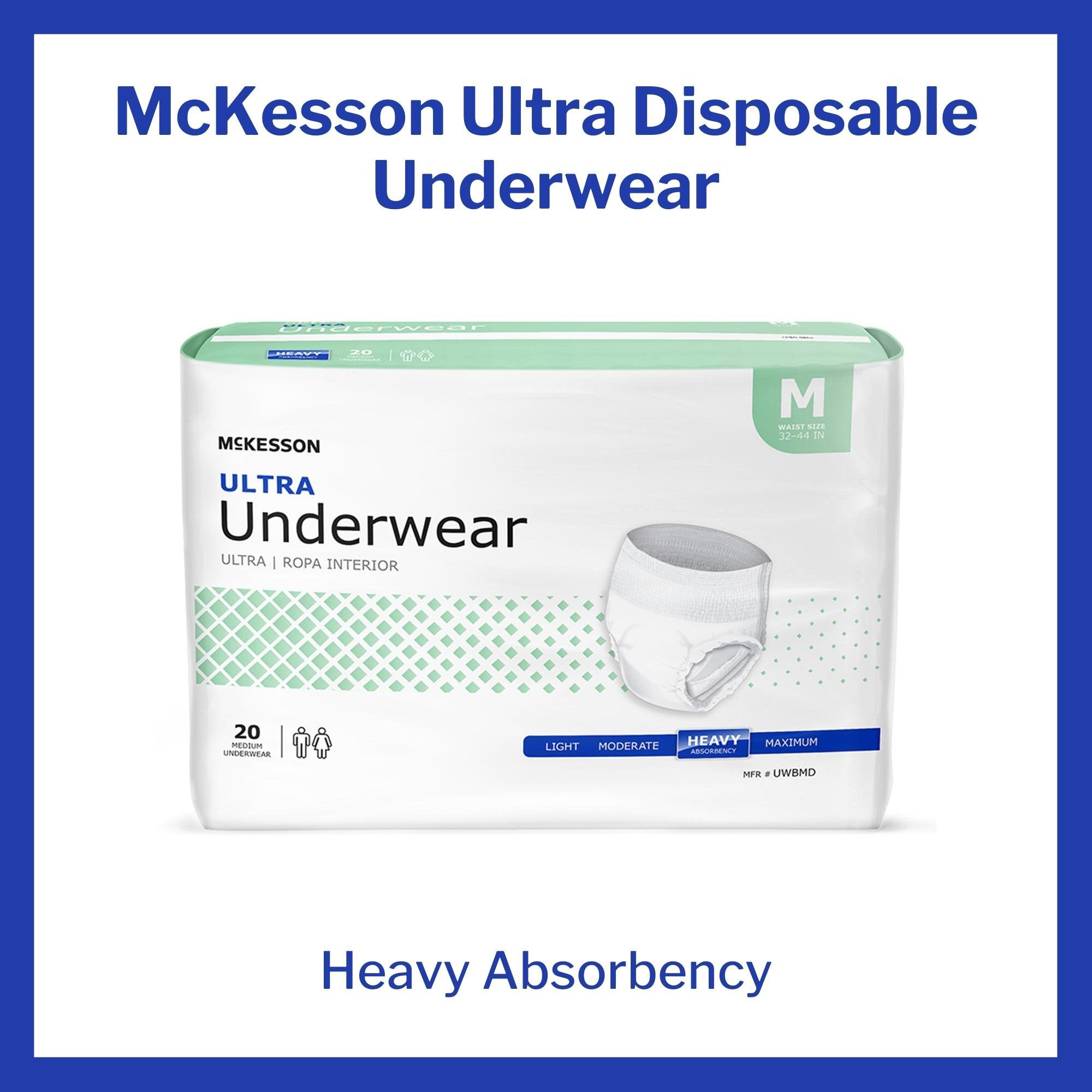 Unisex Adult Absorbent Underwear McKesson Ultra Pull On with Tear Away Seams Medium Disposable Heavy Absorbency, Packaging Type - Bag
