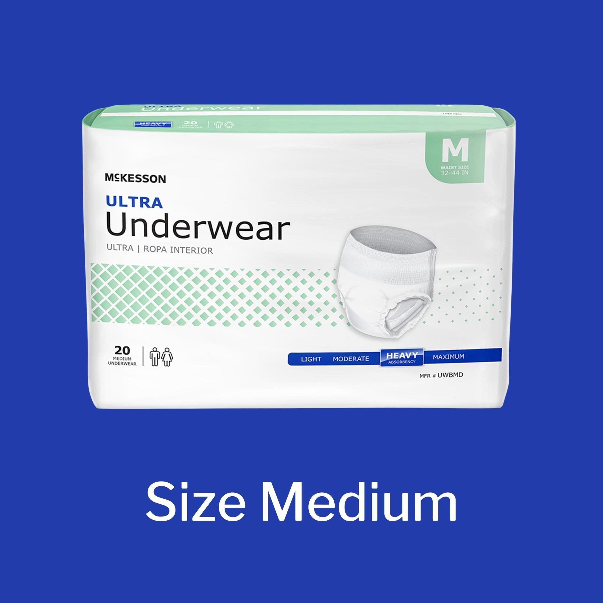 Unisex Adult Absorbent Underwear McKesson Ultra Pull On with Tear Away Seams Medium Disposable Heavy Absorbency, Packaging Type - Bag