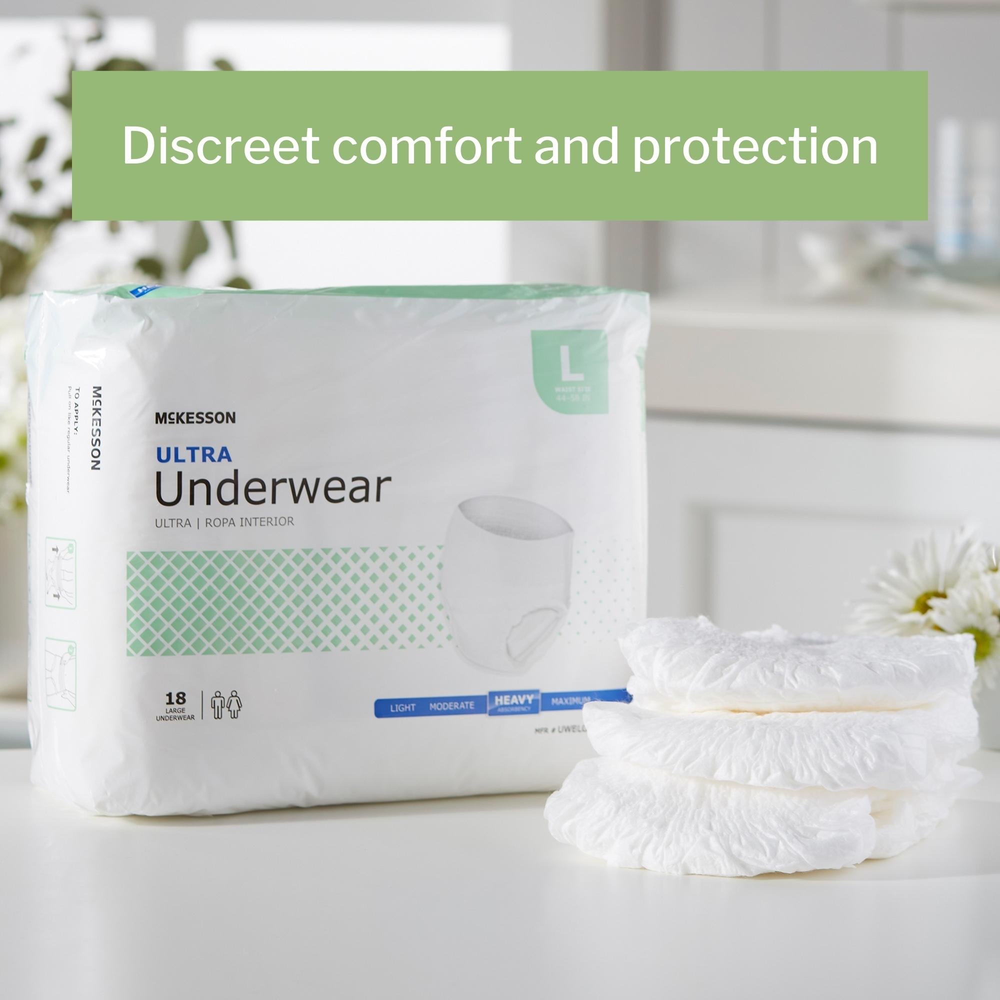 Unisex Adult Absorbent Underwear McKesson Ultra Pull On with Tear Away Seams Large Disposable Heavy Absorbency, Packaging Type- Case