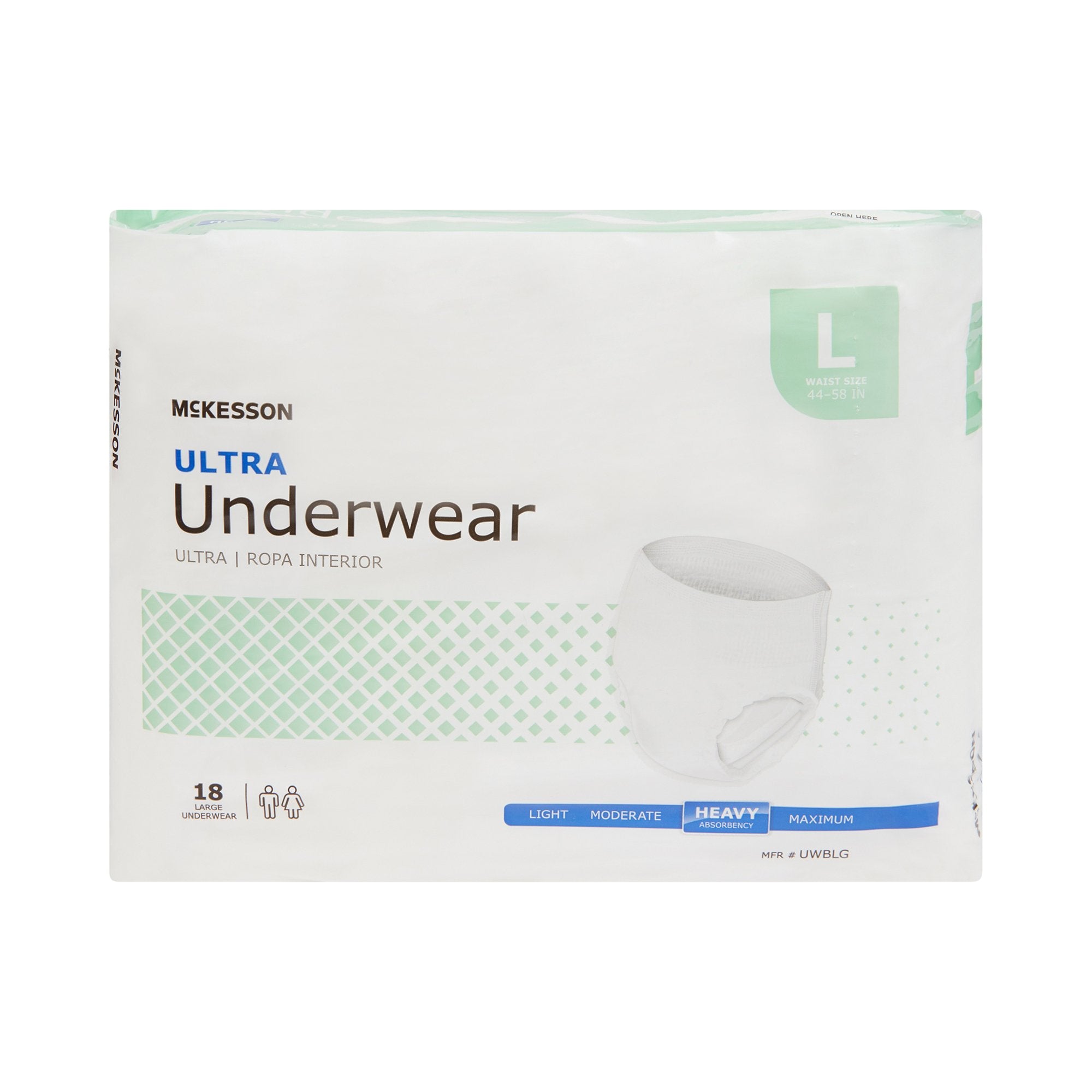 Unisex Adult Absorbent Underwear McKesson Ultra Pull On with Tear Away Seams Large Disposable Heavy Absorbency | 4BG/Case