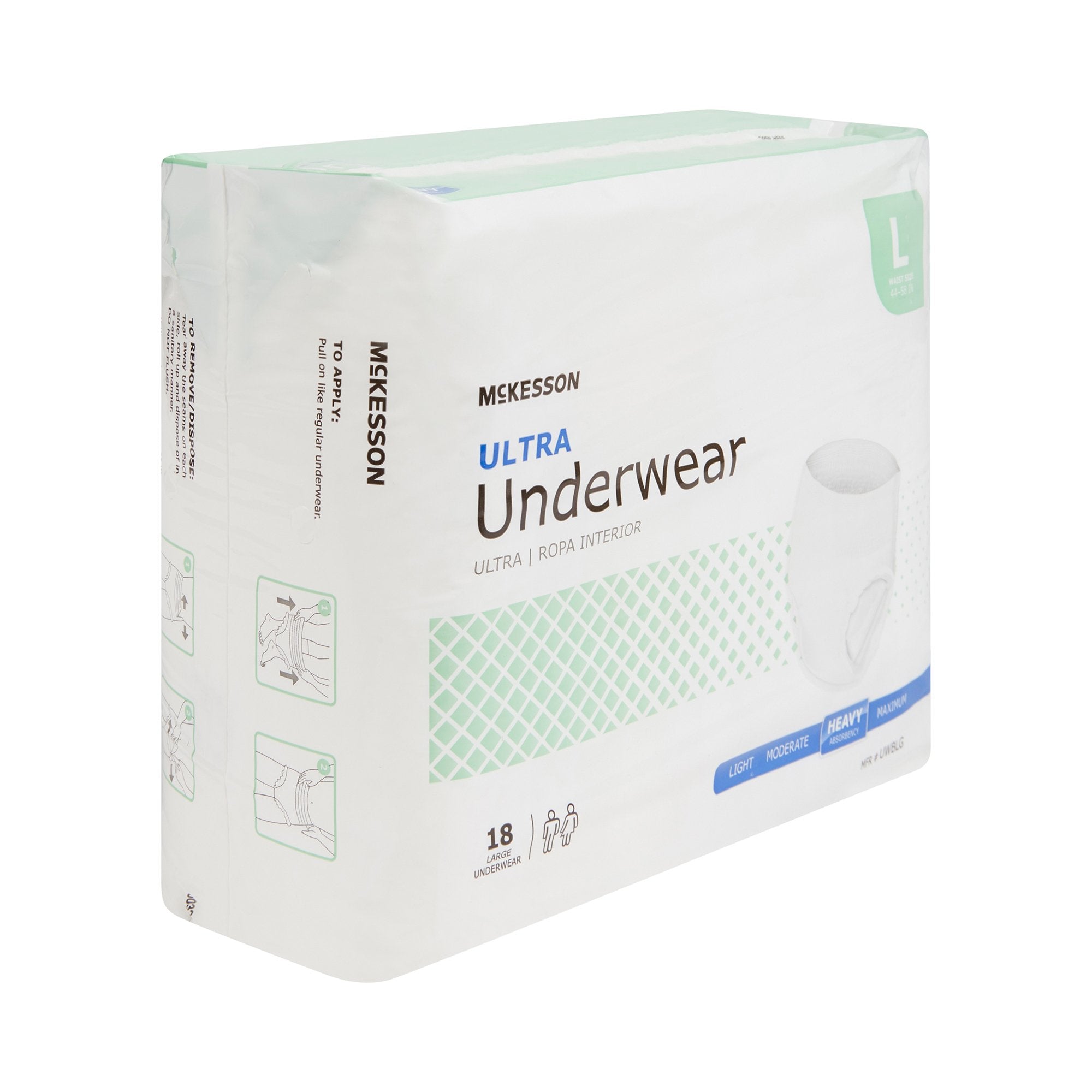 Unisex Adult Absorbent Underwear McKesson Ultra Pull On with Tear Away Seams Large Disposable Heavy Absorbency | 4BG/Case
