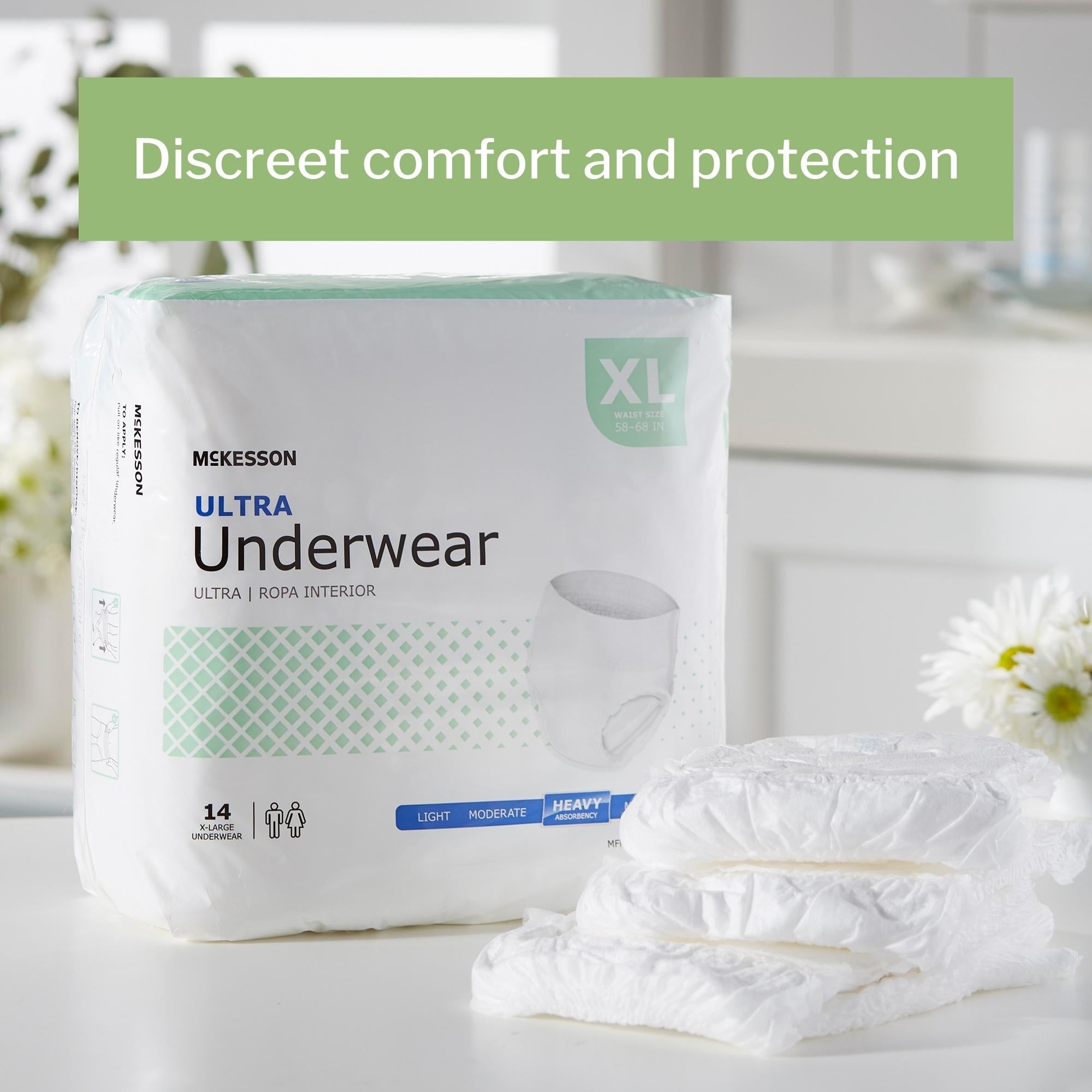 Unisex Adult Absorbent Underwear McKesson Ultra Pull On with Tear Away Seams X-Large Disposable Heavy Absorbency, Packaging Type- Case
