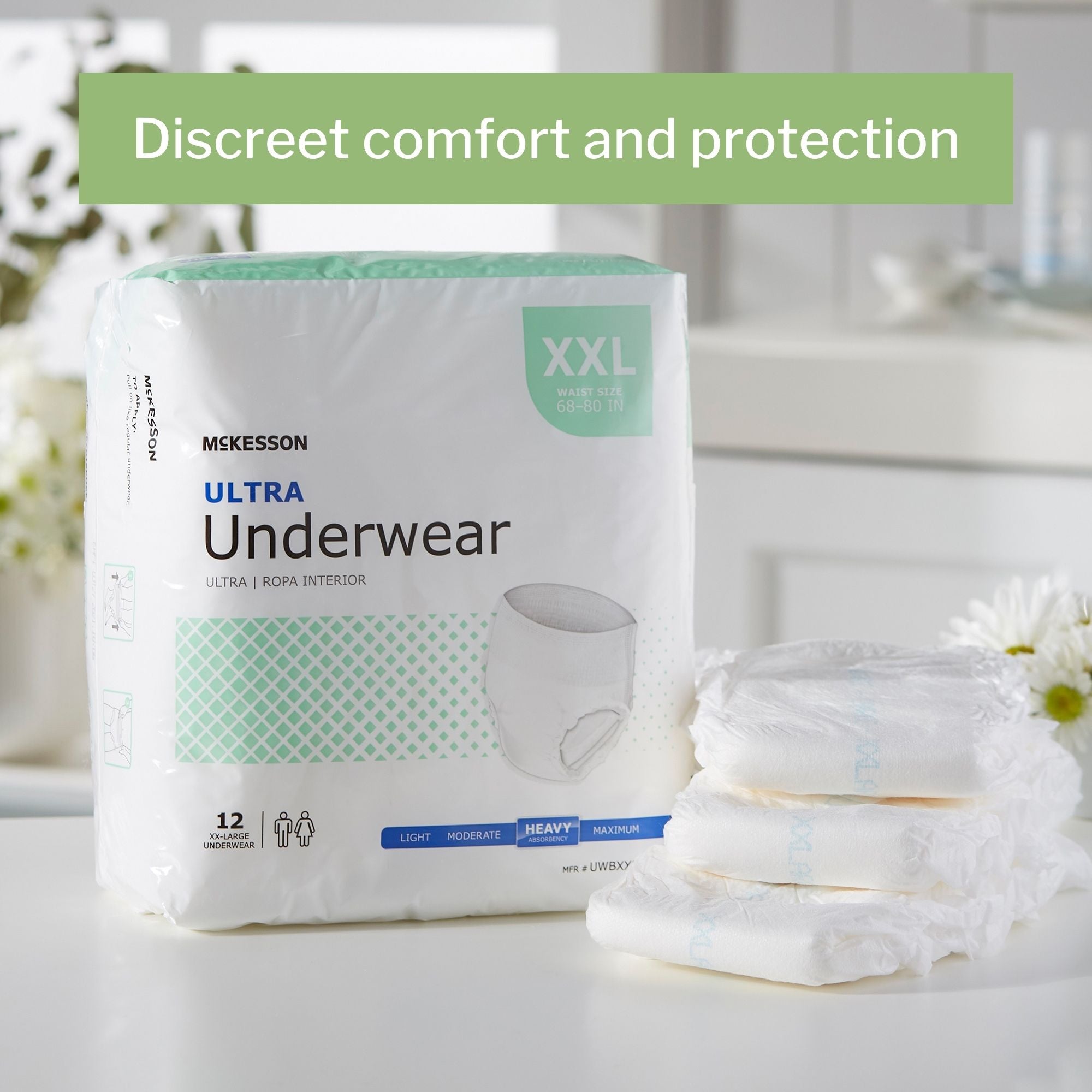 Unisex Adult Absorbent Underwear McKesson Ultra Pull On with Tear Away Seams 2X-Large Disposable Heavy Absorbency, Packaging Type- Case