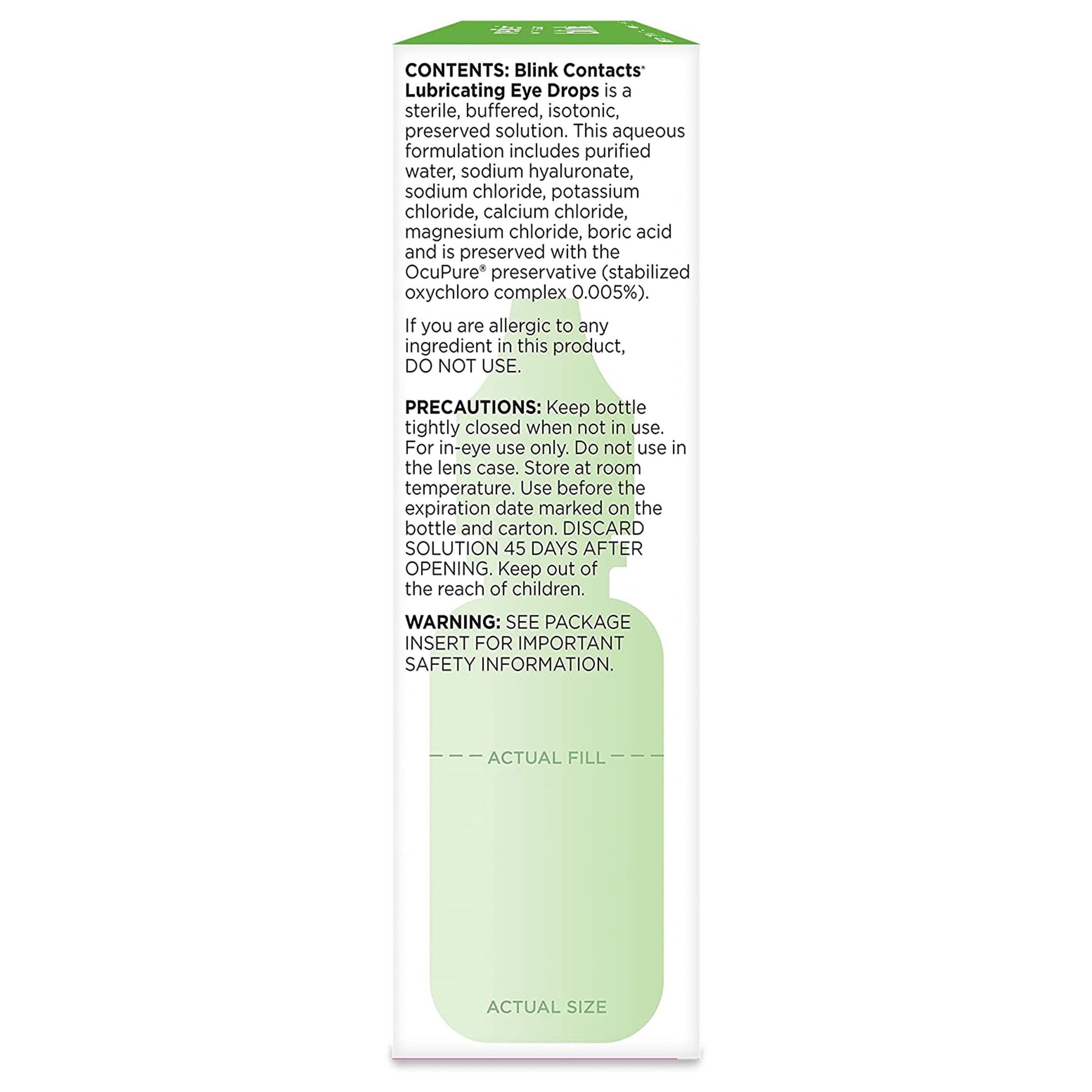 Contact Lens Solution Blink Contacts 0.34 oz. Solution,Packaging Type- Each