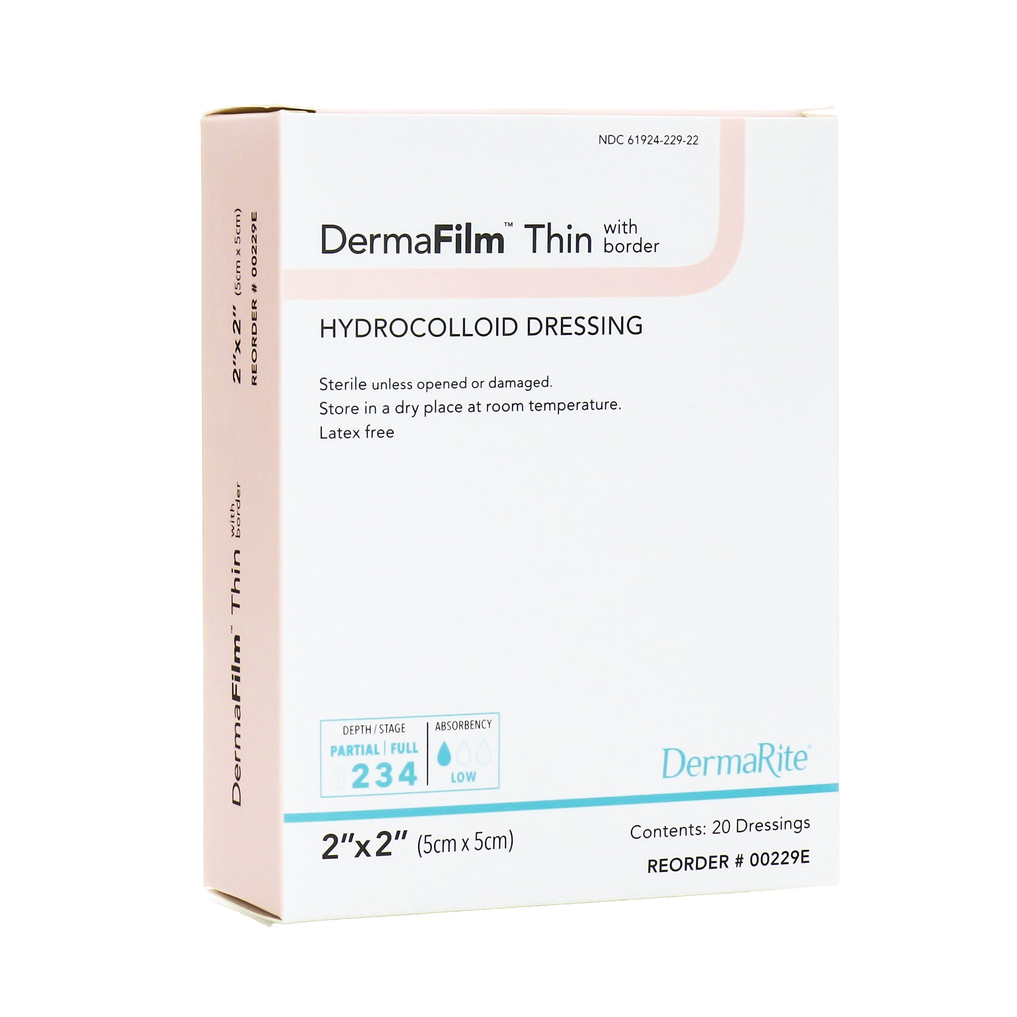 Thin Hydrocolloid Dressing DermaFilm Film Backing 2 X 2 Inch Square Hydrocolloid / Film (20/BX), Packaging Type- Box