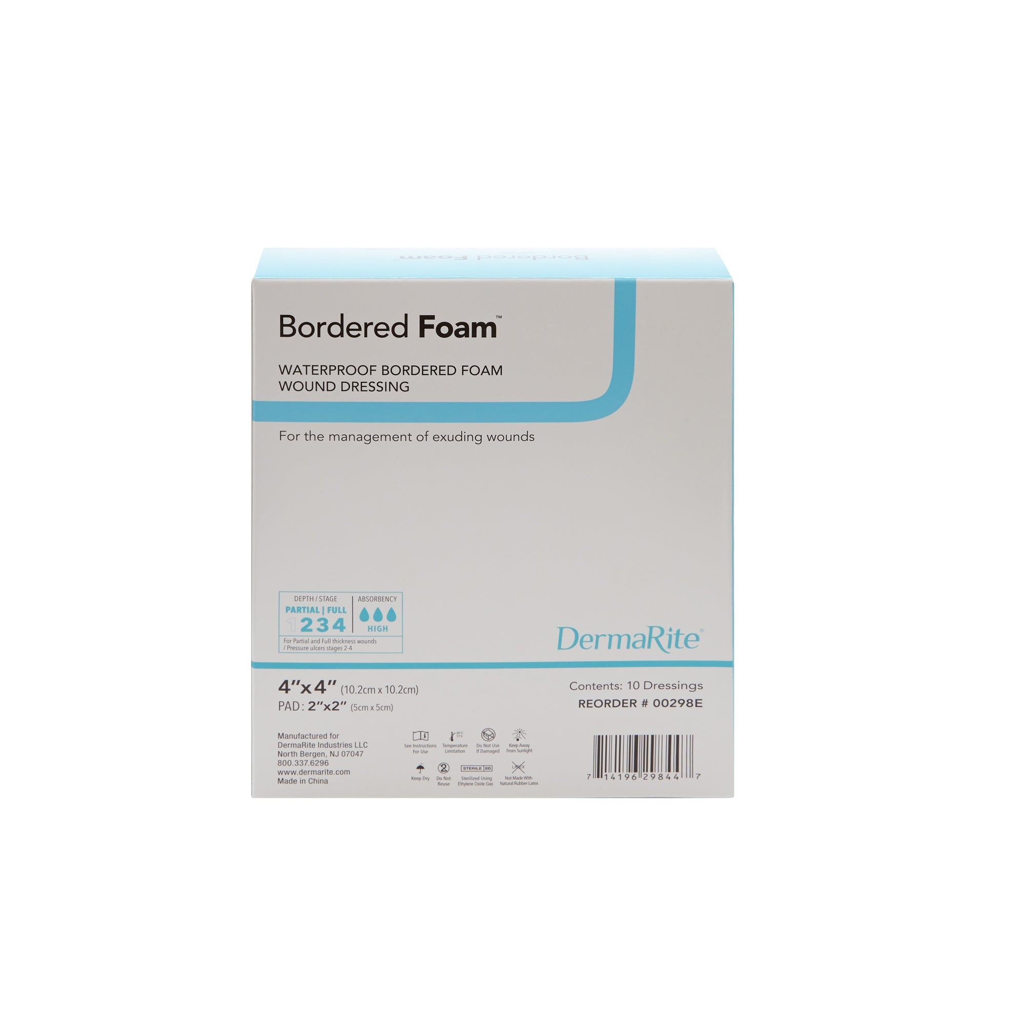 Foam Dressing BorderedFoam 4 X 4 Inch With Border Waterproof Backing Nonacrylic Adhesive Square Sterile, Packaging Type- Box