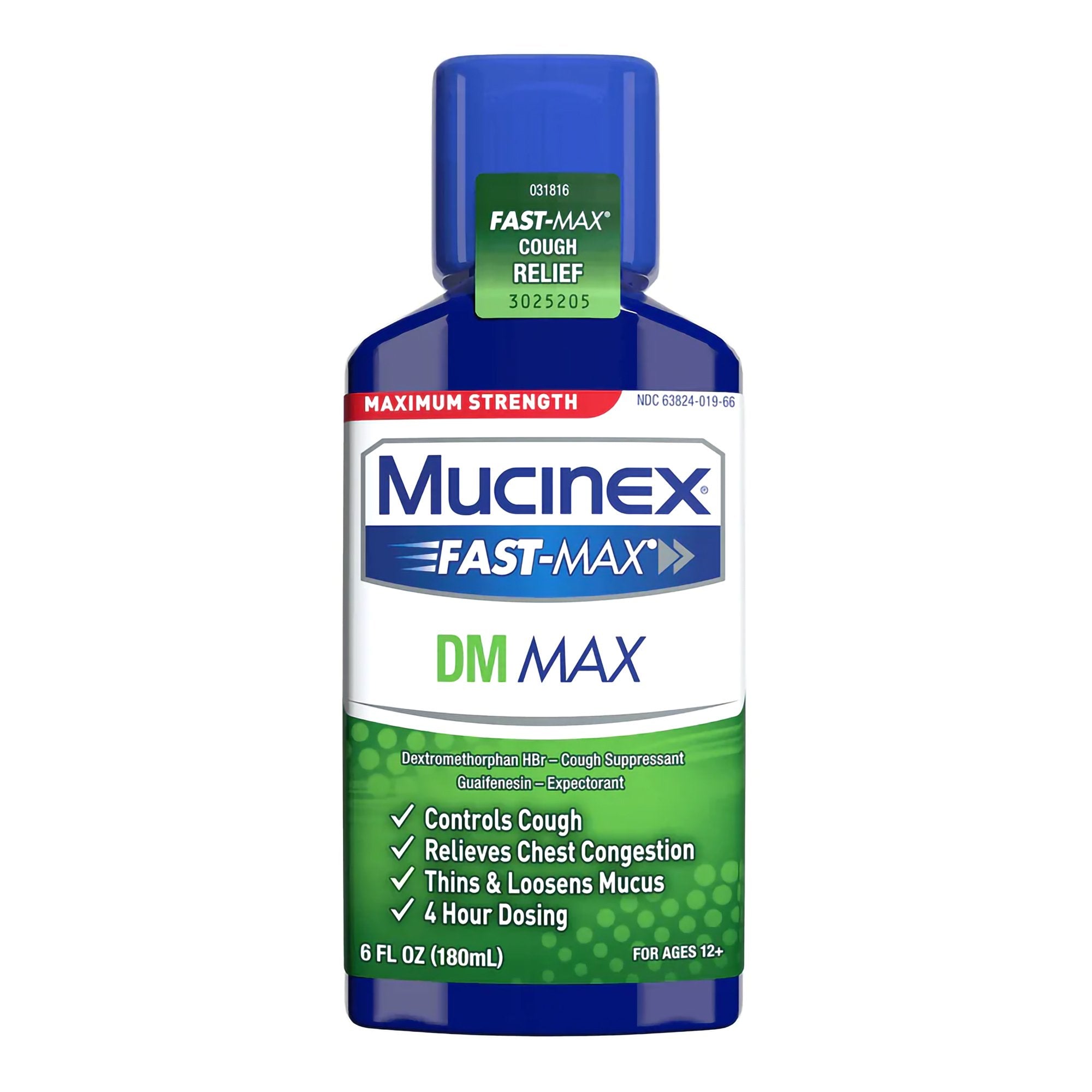 Cold and Cough Relief Mucinex Fast-Max DM Max 400 mg - 20 mg / 20 mL Strength Liquid 6 oz.