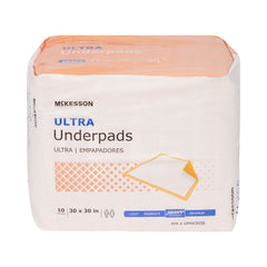 Disposable Underpad McKesson Ultra 30 X 30 Inch Fluff / Polymer Heavy Absorbency | 10BG/Case