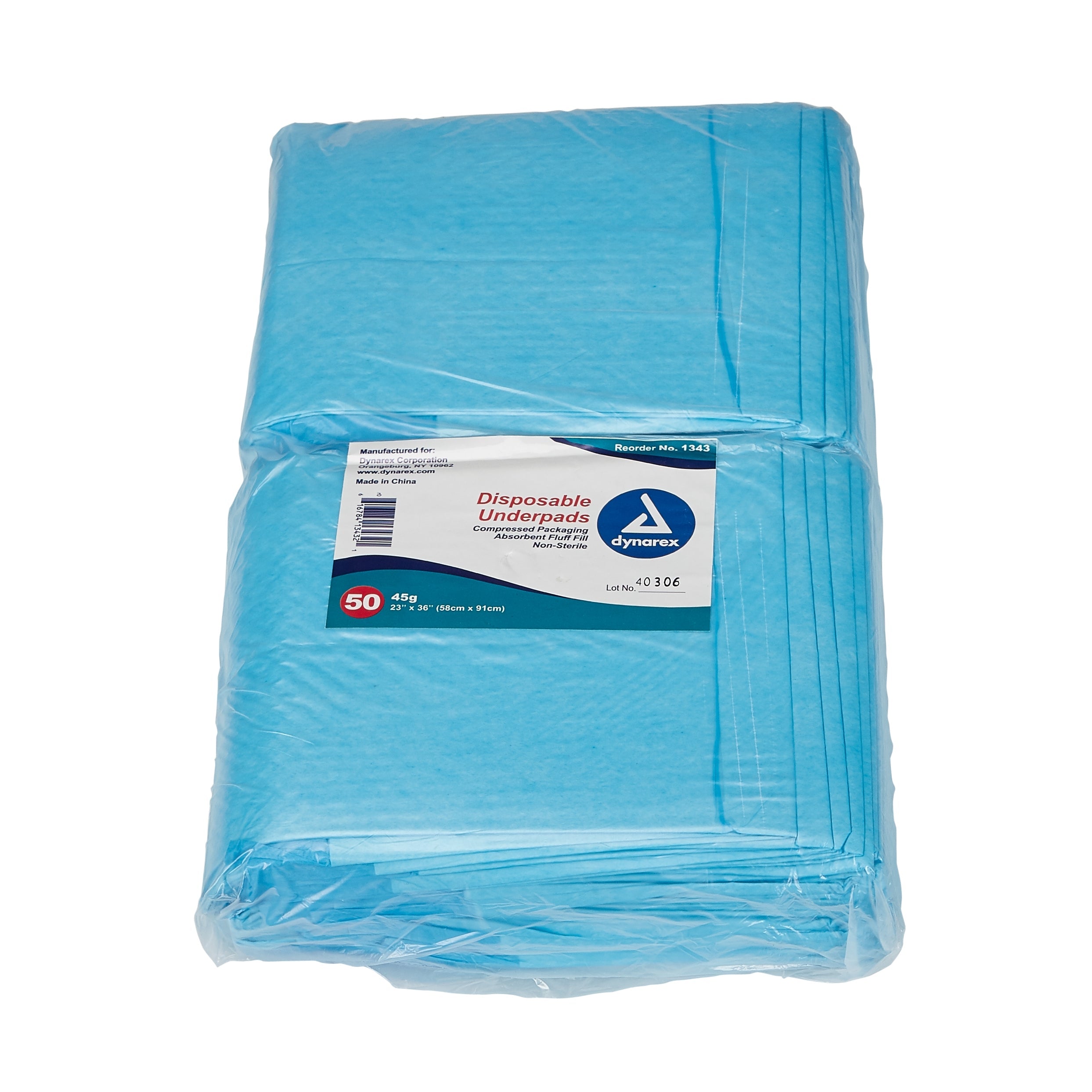 Disposable Underpad Dynarex 23 X 36 Inch Fluff Light Absorbency, Packaging Type- Case
