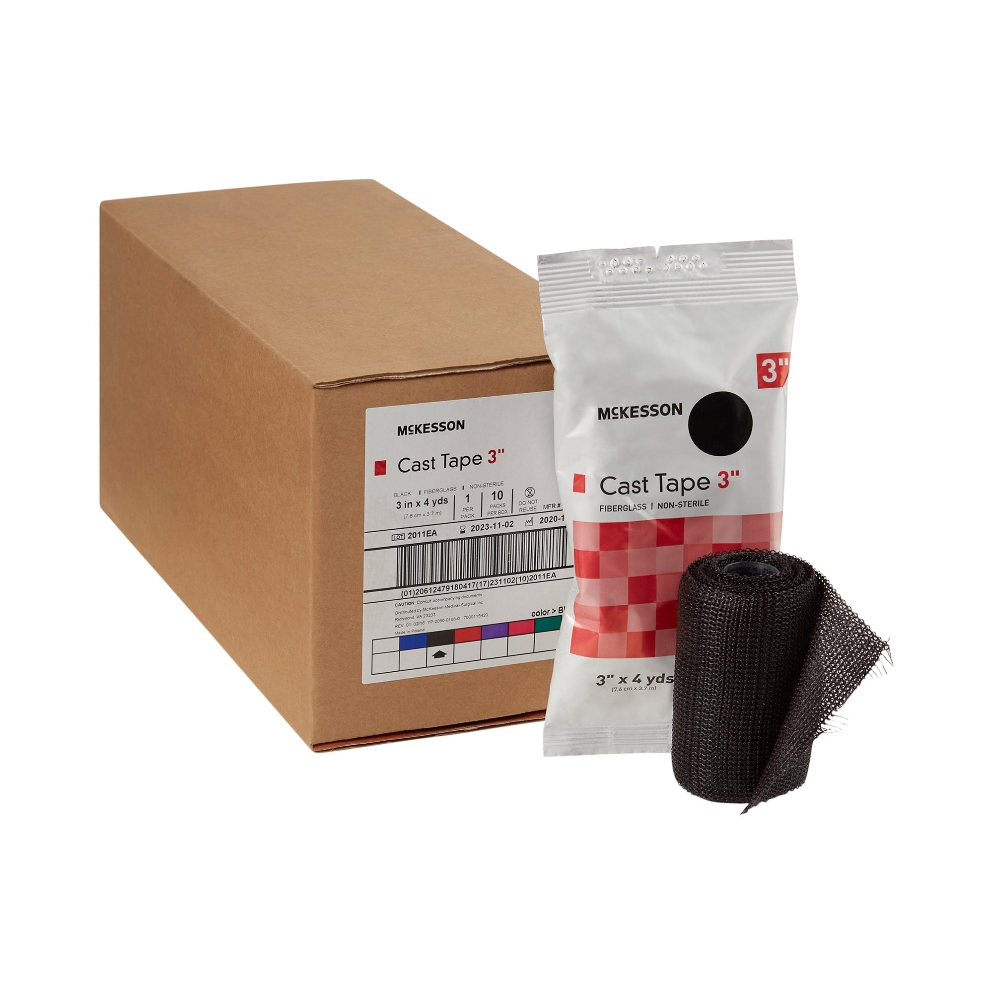 Cast Tape McKesson 3 Inch X 12 Foot Fiberglass Black, Packaging Type- Box
