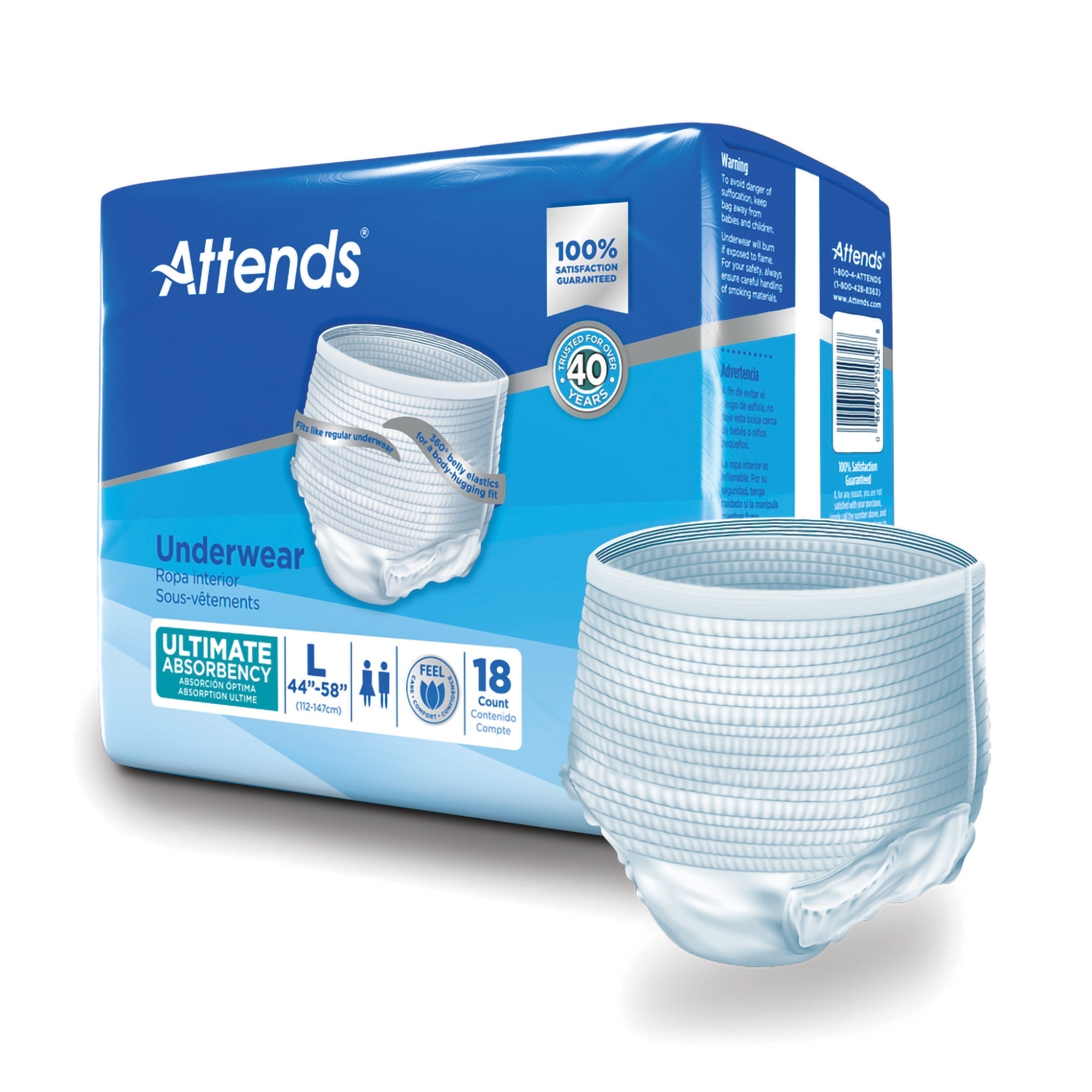 Unisex Adult Absorbent Underwear Attends Advanced Pull On with Tear Away Seams Large Disposable Heavy Absorbency, Packaging Type- Case
