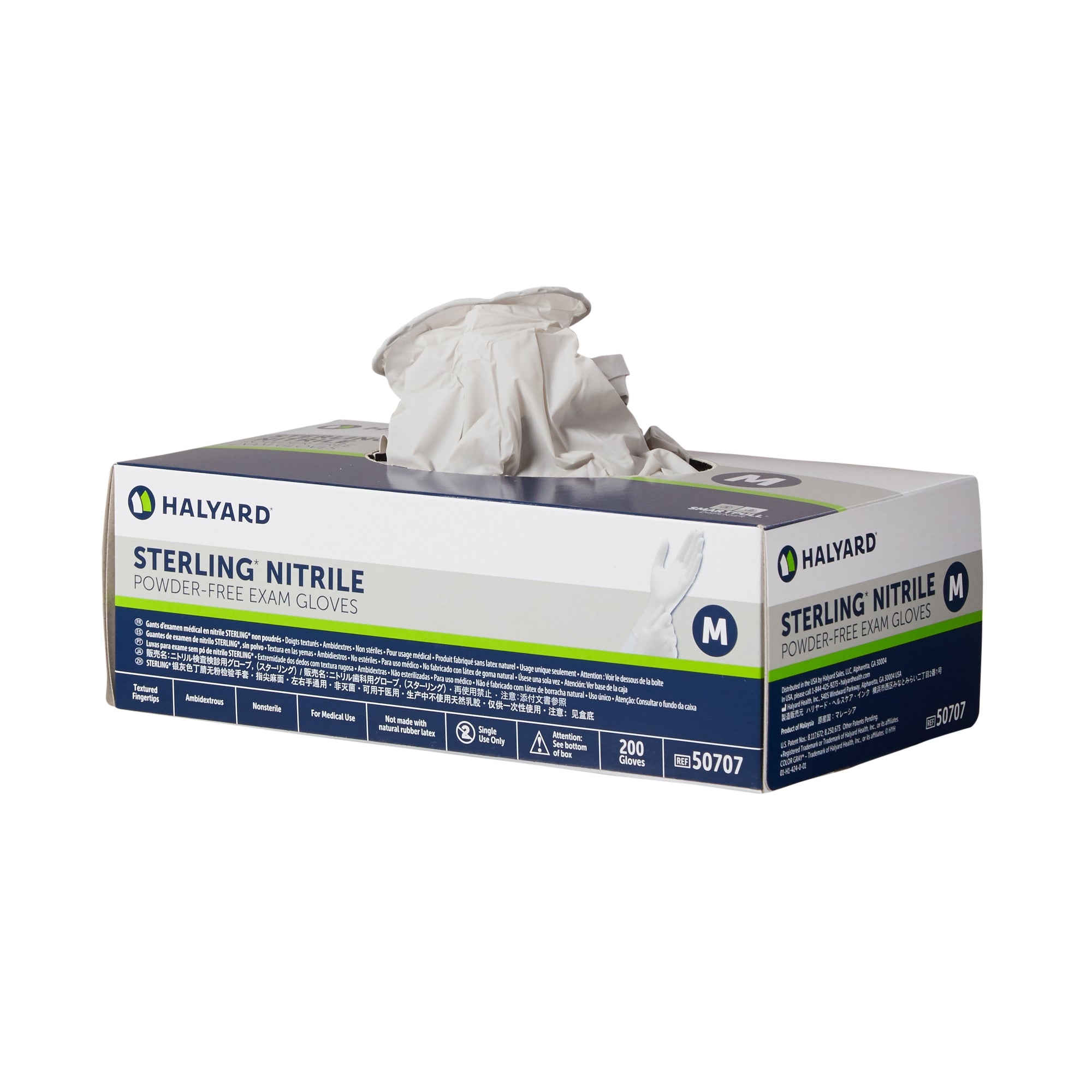 Exam Glove STERLING Medium NonSterile Nitrile Standard Cuff Length Textured Fingertips Gray Chemo Tested | 200/Box