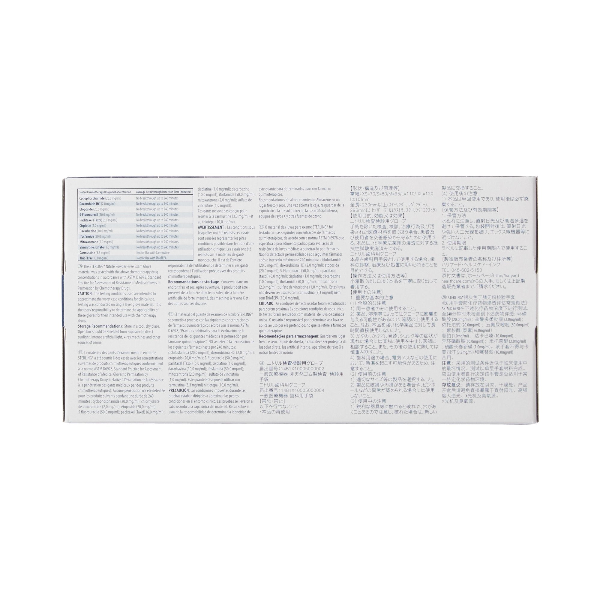 exam glove sterling small nonsterile nitrile standard cuff length textured fingertips gray chemo tested packaging type case