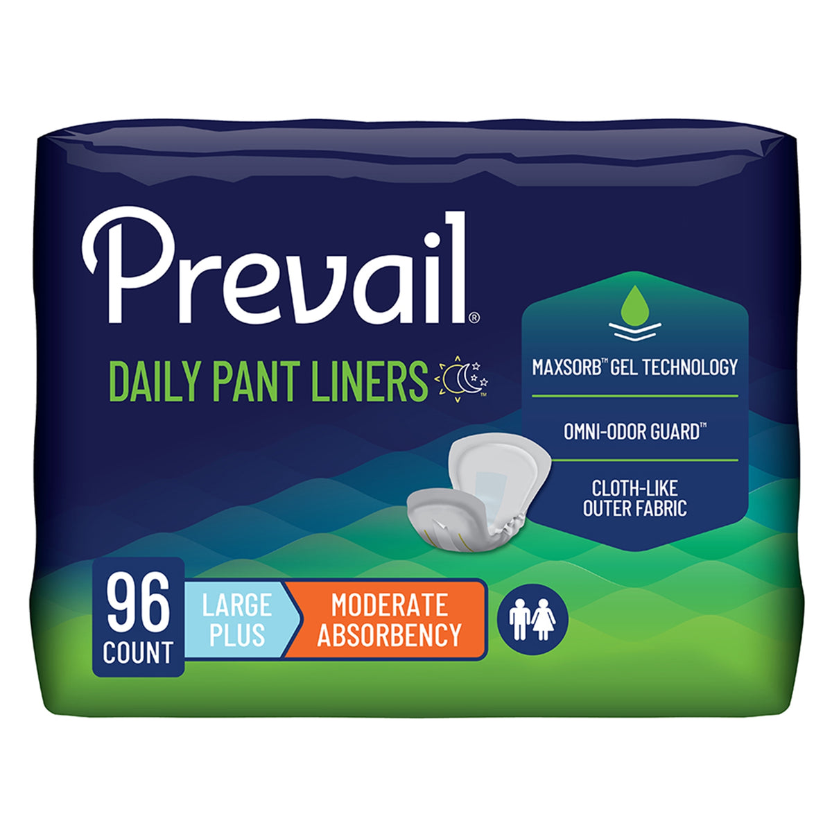 Bladder Control Pad Prevail Daily Pant Liners 28 Inch Length Moderate Absorbency Polymer Core Large Plus | 6PK/Case