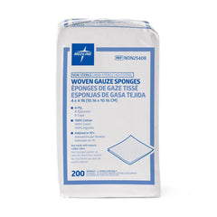 Gauze Sponge Medline 4 X 4 Inch 8-Ply NonSterile 200 per Pack, Packaging Type- Case