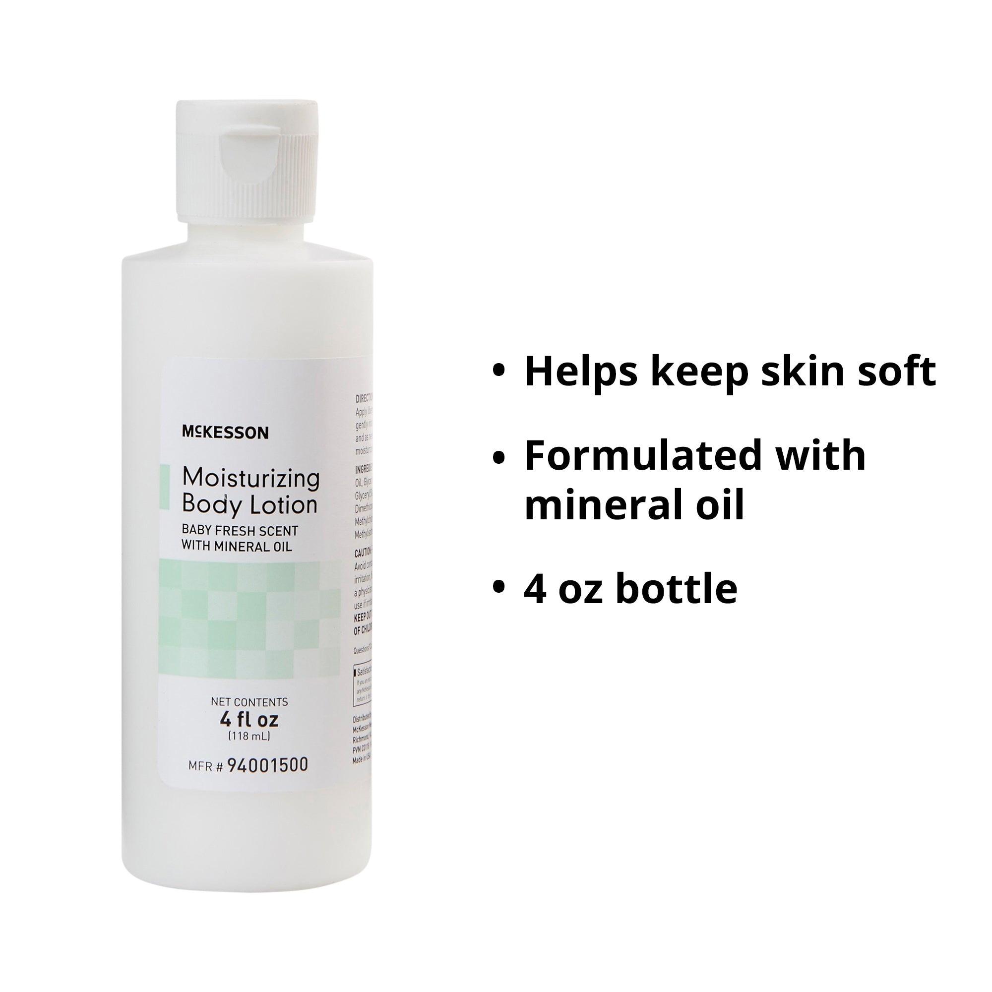 Hand and Body Moisturizer McKesson 4 oz. Bottle Baby Fresh Scent Lotion, Packaging Type- Case