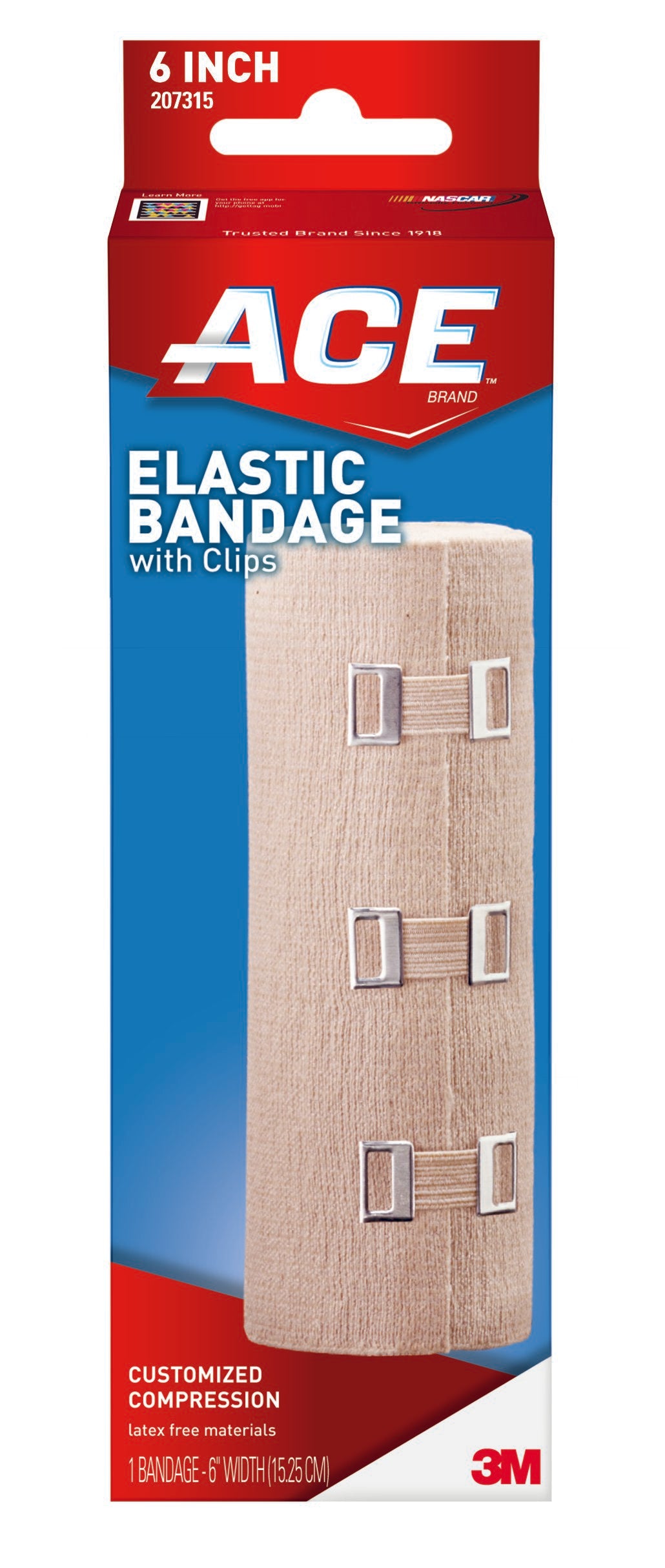 Elastic Bandage 3M ACE 6 Inch X 5-1/3 Foot Clip Detached Closure Tan NonSterile Standard Compression