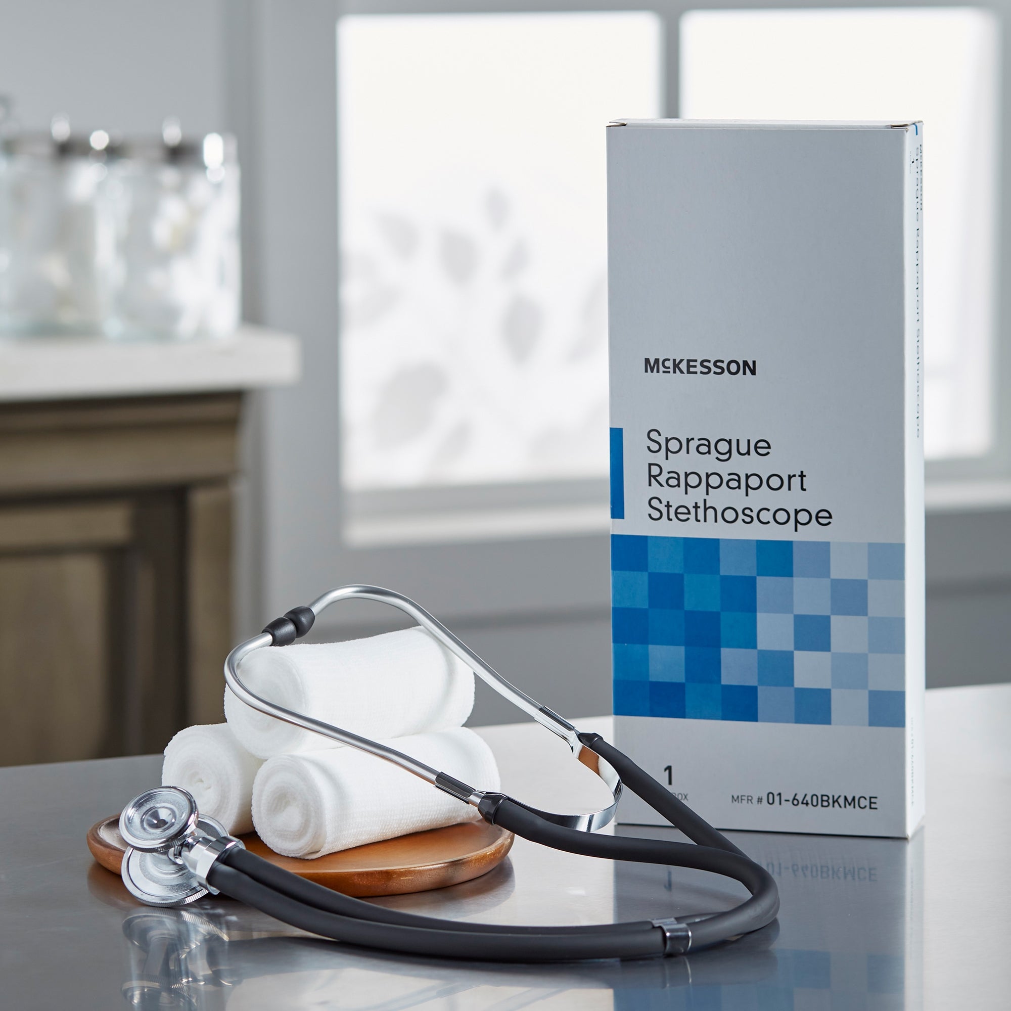Sprague Stethoscope McKesson Black 2-Tube 16 Inch Tube Double Sided Chestpiece, Packaging Type- Each