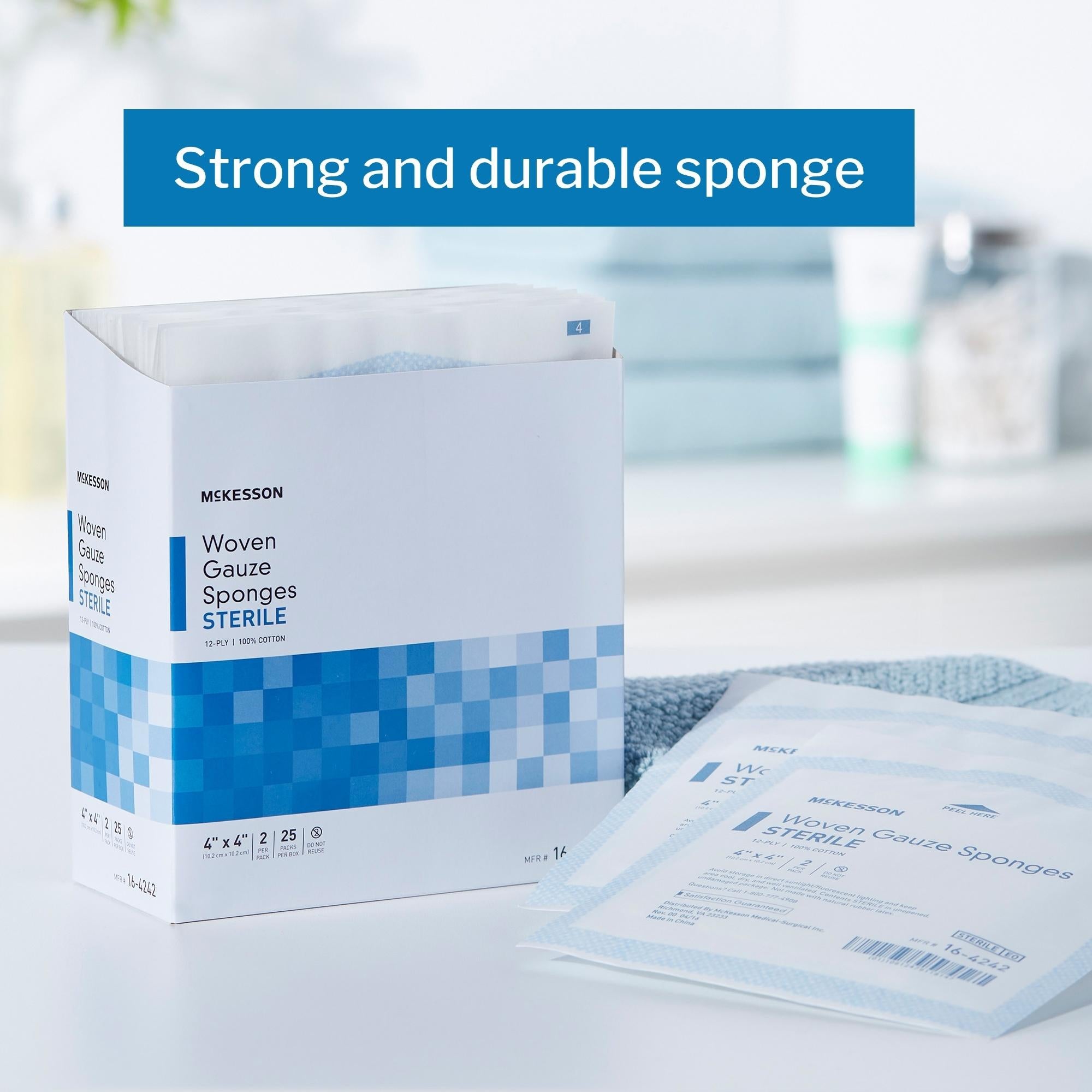 Gauze Sponge McKesson 4 X 4 Inch 12-Ply Sterile 2 per Pack