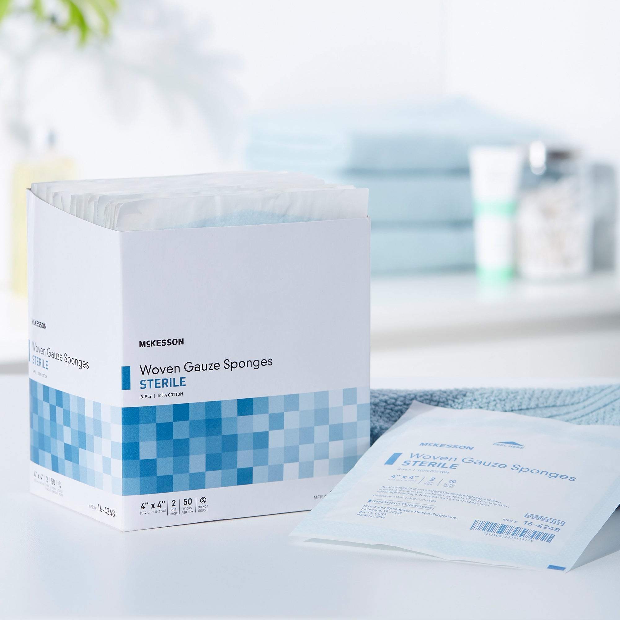 Gauze Sponge McKesson 4 X 4 Inch 8-Ply Sterile 2 per Pack