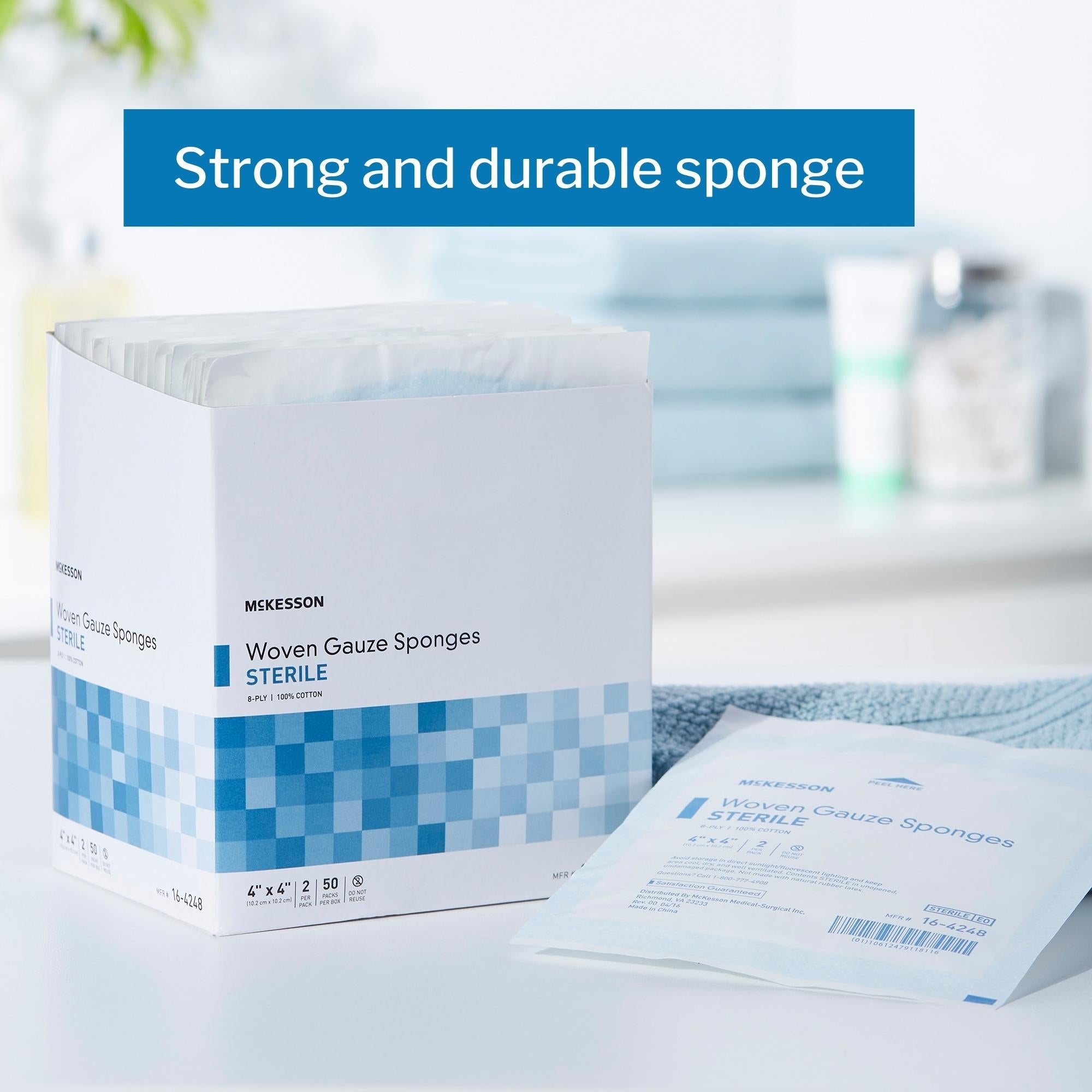 Gauze Sponge McKesson 4 X 4 Inch 8-Ply Sterile 2 per Pack