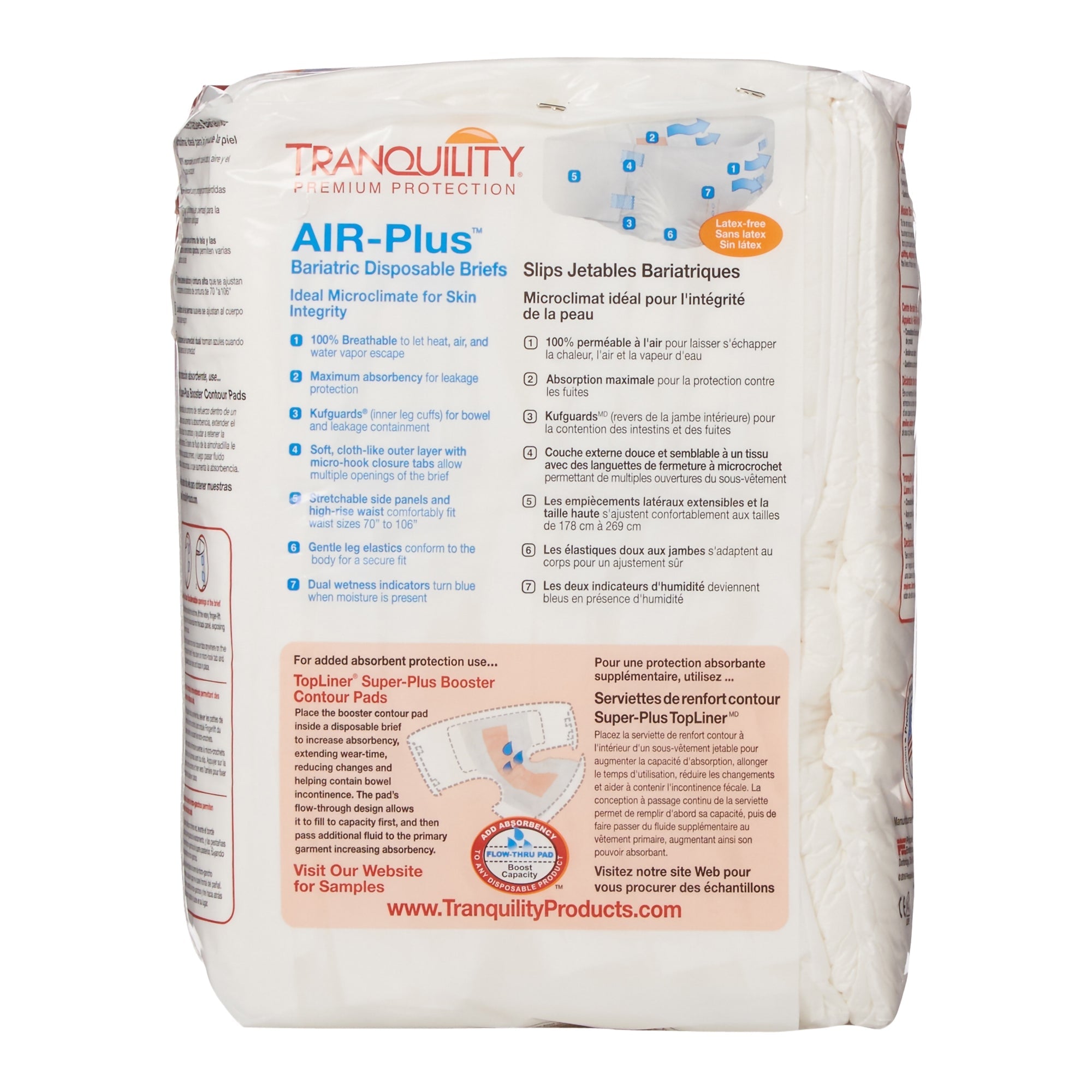 Pañal desechable para incontinencia Tranquility AIR-Plus Bariatric, talla 4 a 5XL, unisex, para adultos, de alta absorción. Tipo de embalaje: estuche.