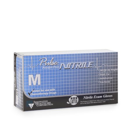 Exam Glove Pulse Nitrile Medium NonSterile Nitrile Standard Cuff Length Textured Fingertips Aqua Blue Chemo Tested / Fentanyl Tested,Packaging Type- Box