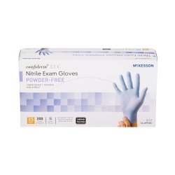 Exam Glove McKesson Confiderm 3.5C X-Small NonSterile Nitrile Standard Cuff Length Textured Fingertips Blue Chemo Tested