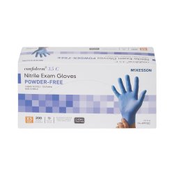 Exam Glove McKesson Confiderm 3.5C X-Small NonSterile Nitrile Standard Cuff Length Textured Fingertips Blue Chemo Tested