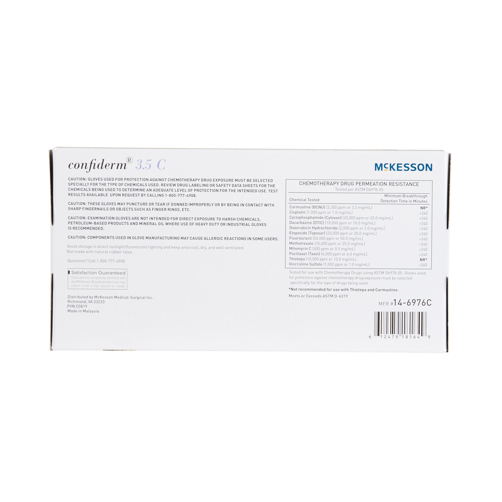 exam glove mckesson confiderm 3 5c medium nonsterile nitrile standard cuff length textured fingertips blue chemo tested packaging type box