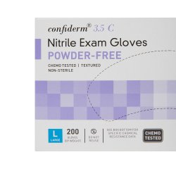 Exam Glove McKesson Confiderm 3.5C Large NonSterile Nitrile Standard Cuff Length Textured Fingertips Blue Chemo Tested