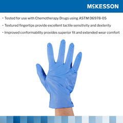Exam Glove McKesson Confiderm 3.5C Large NonSterile Nitrile Standard Cuff Length Textured Fingertips Blue Chemo Tested | 10Box/Case