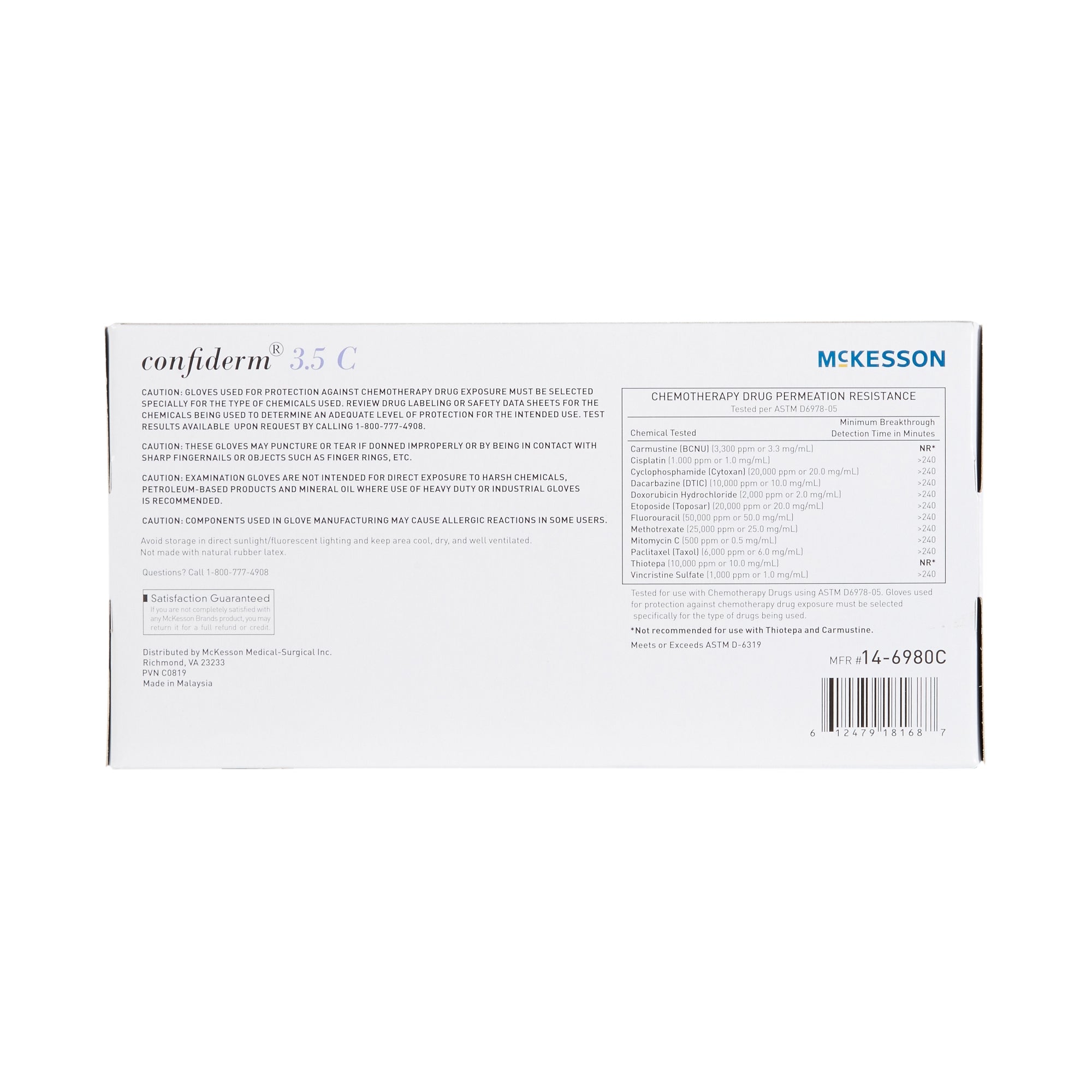 Exam Glove McKesson Confiderm 3.5C X-Large NonSterile Nitrile Standard Cuff Length Textured Fingertips Blue Chemo Tested | 10Box/Case