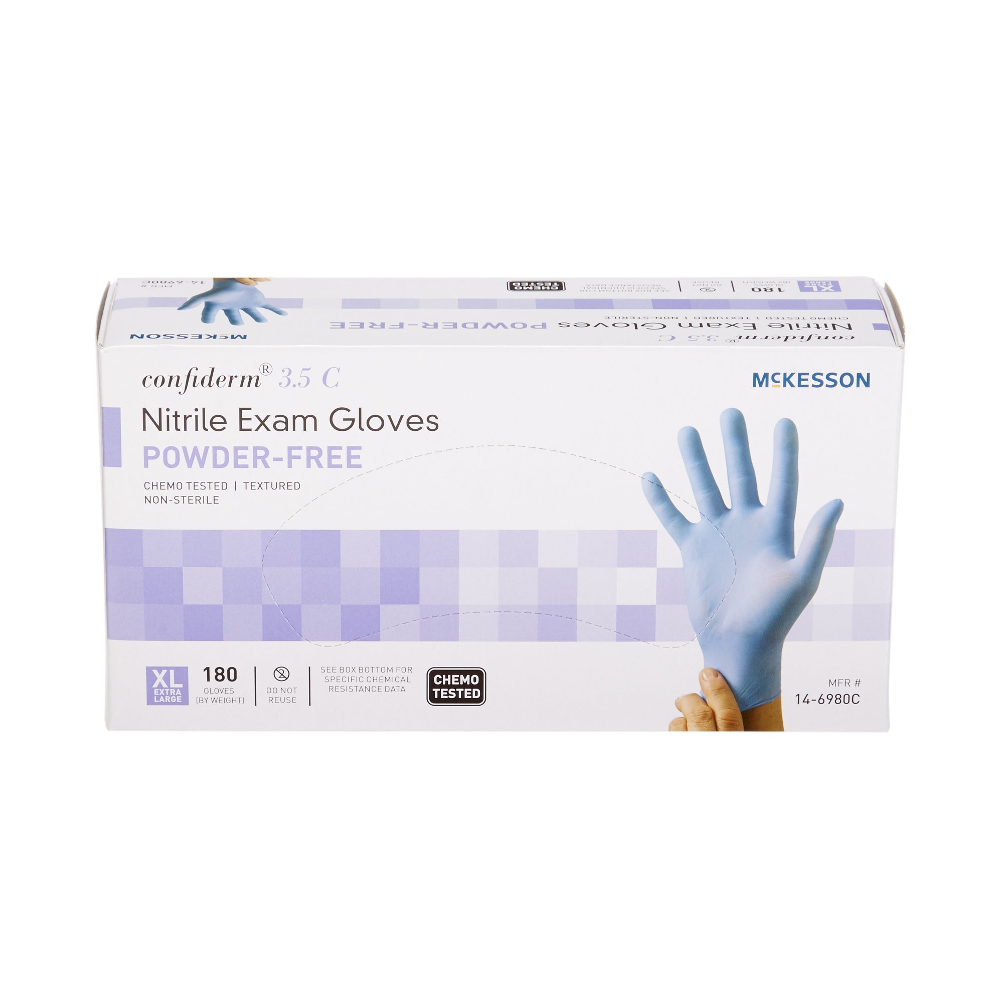 Exam Glove McKesson Confiderm 3.5C X-Large NonSterile Nitrile Standard Cuff Length Textured Fingertips Blue Chemo Tested | 10Box/Case