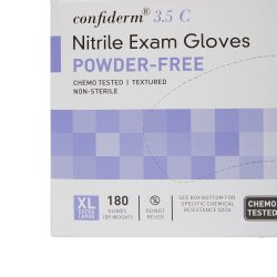 Exam Glove McKesson Confiderm 3.5C X-Large NonSterile Nitrile Standard Cuff Length Textured Fingertips Blue Chemo Tested