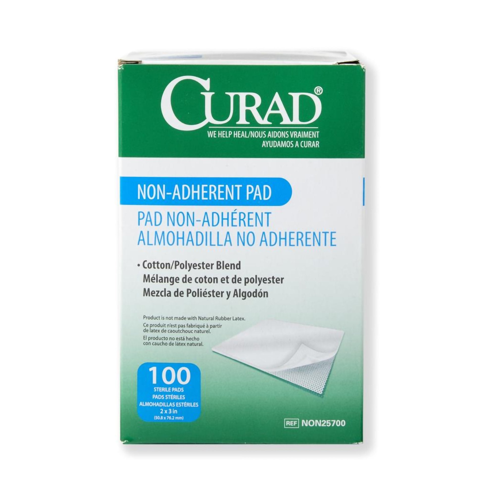 Non-Adherent Dressing Curad 2 X 3 Inch Sterile 100 per Pack, Packaging Type- Box