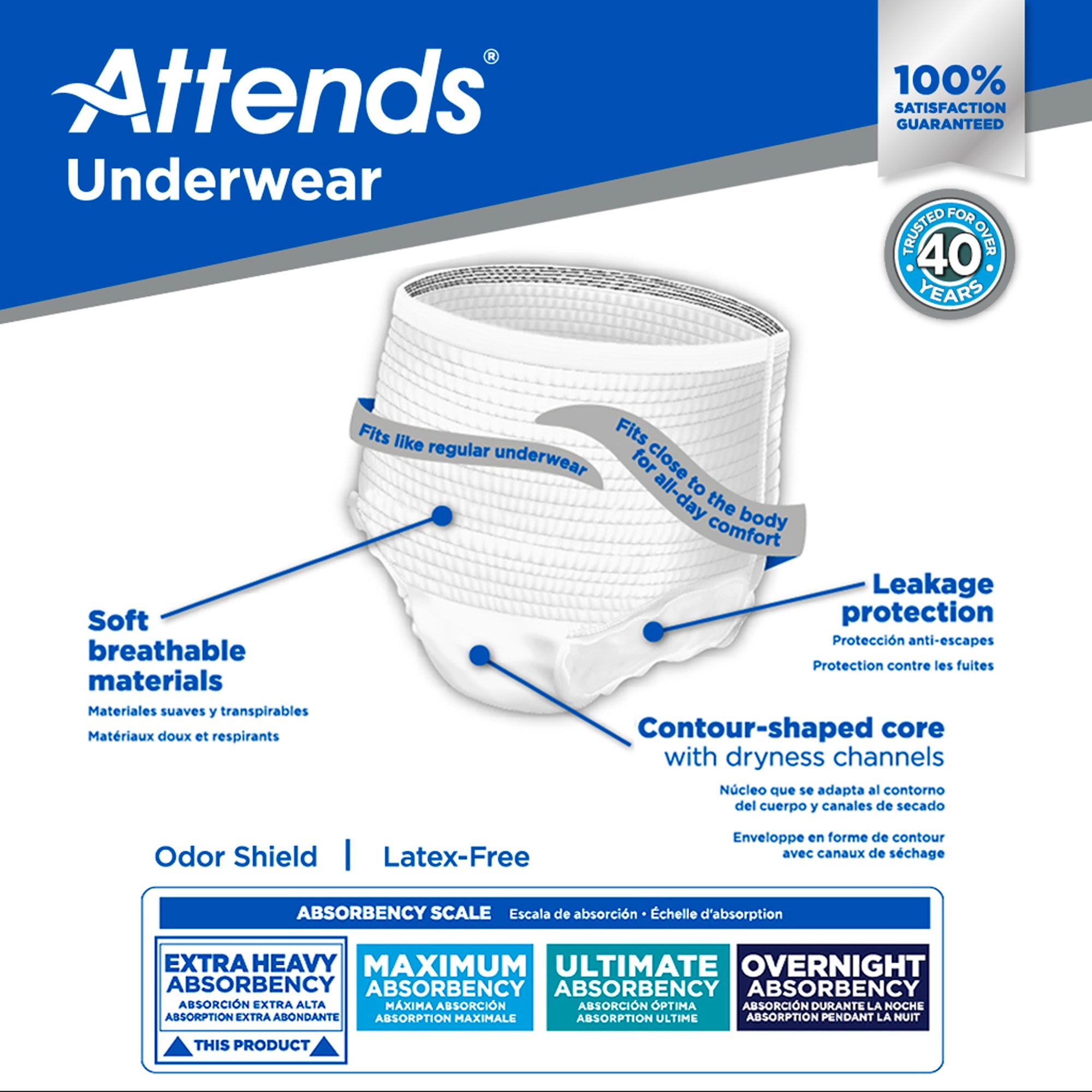 Unisex Adult Absorbent Underwear Attends Care Pull On with Tear Away Seams Large Disposable Heavy Absorbency, Packaging Type- Case