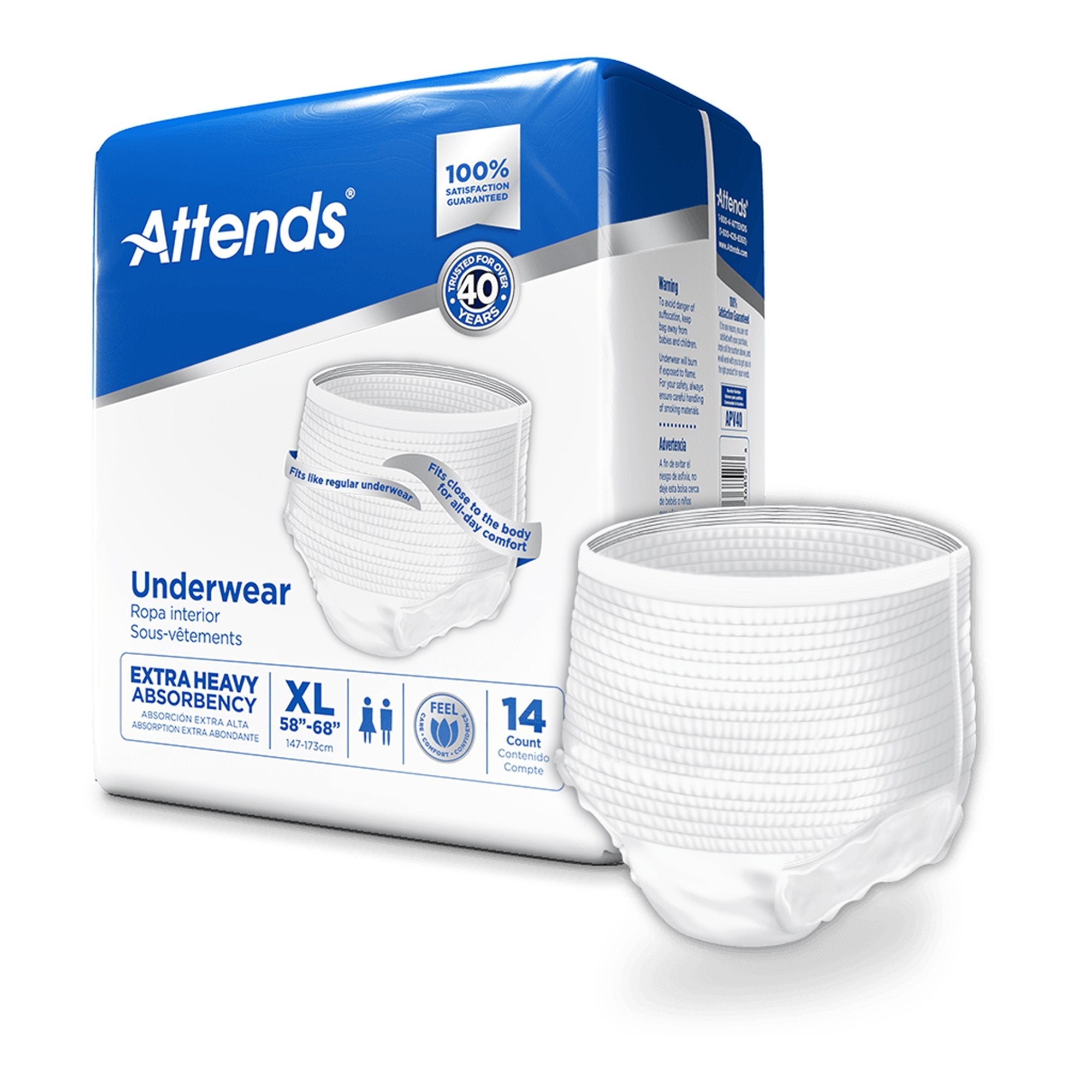 Unisex Adult Absorbent Underwear Attends Care Pull On with Tear Away Seams X-Large Disposable Heavy Absorbency, Packaging Type- Case
