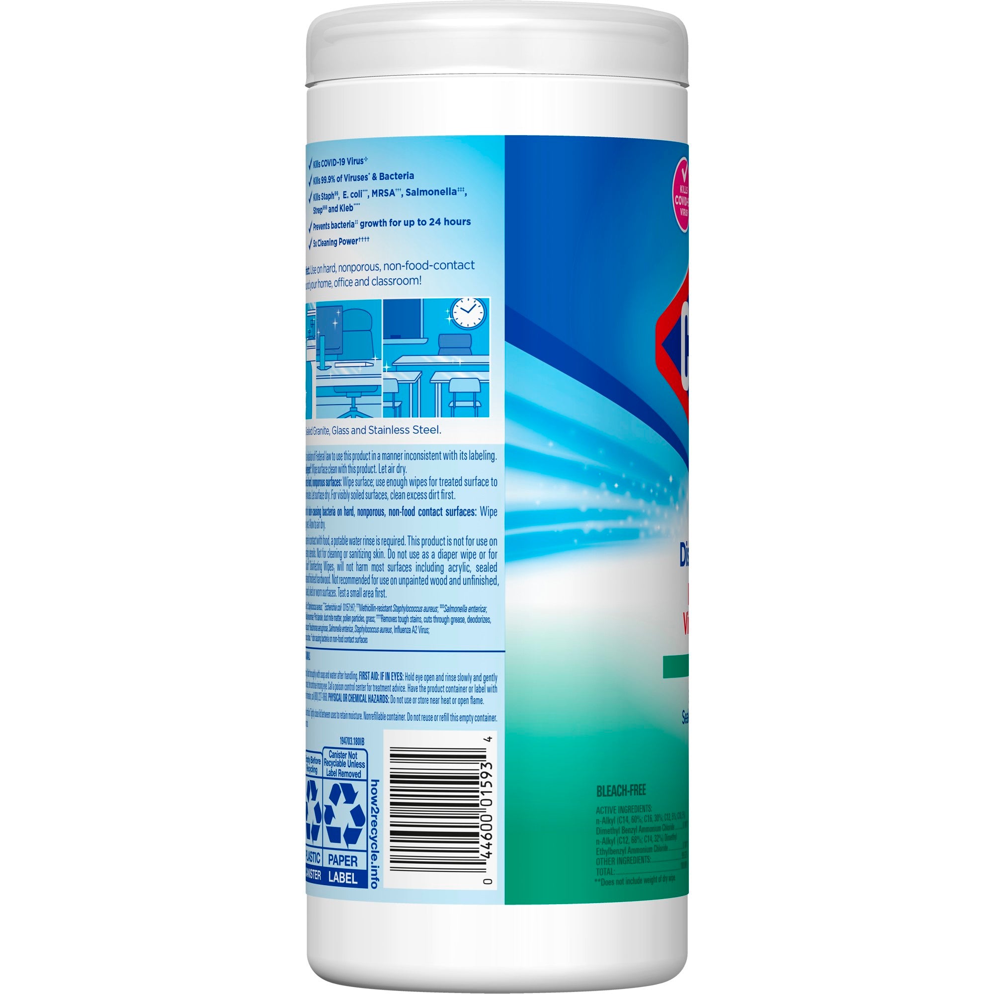 Clorox Surface Disinfectant Cleaner Premoistened Bleach Free Manual Pull Wipe 35 Count Canister Fresh Scent NonSterile | 12COUNT/CASE
