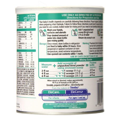 Infant Formula EleCare Unflavored 14.1 oz. Can Powder Iron Food Allergies,Packaging Type- Each