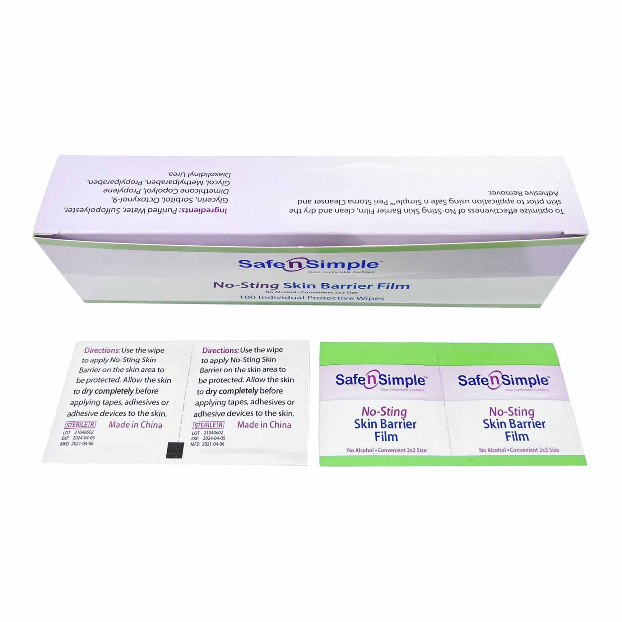 Toallita protectora para la piel, segura y sencilla, sin irritación, 60 %/20 % de concentración, agua purificada, polivinilpirrolidona, glicerina y propilenglicol, paquete individual estéril. Tipo de embalaje: caja. 