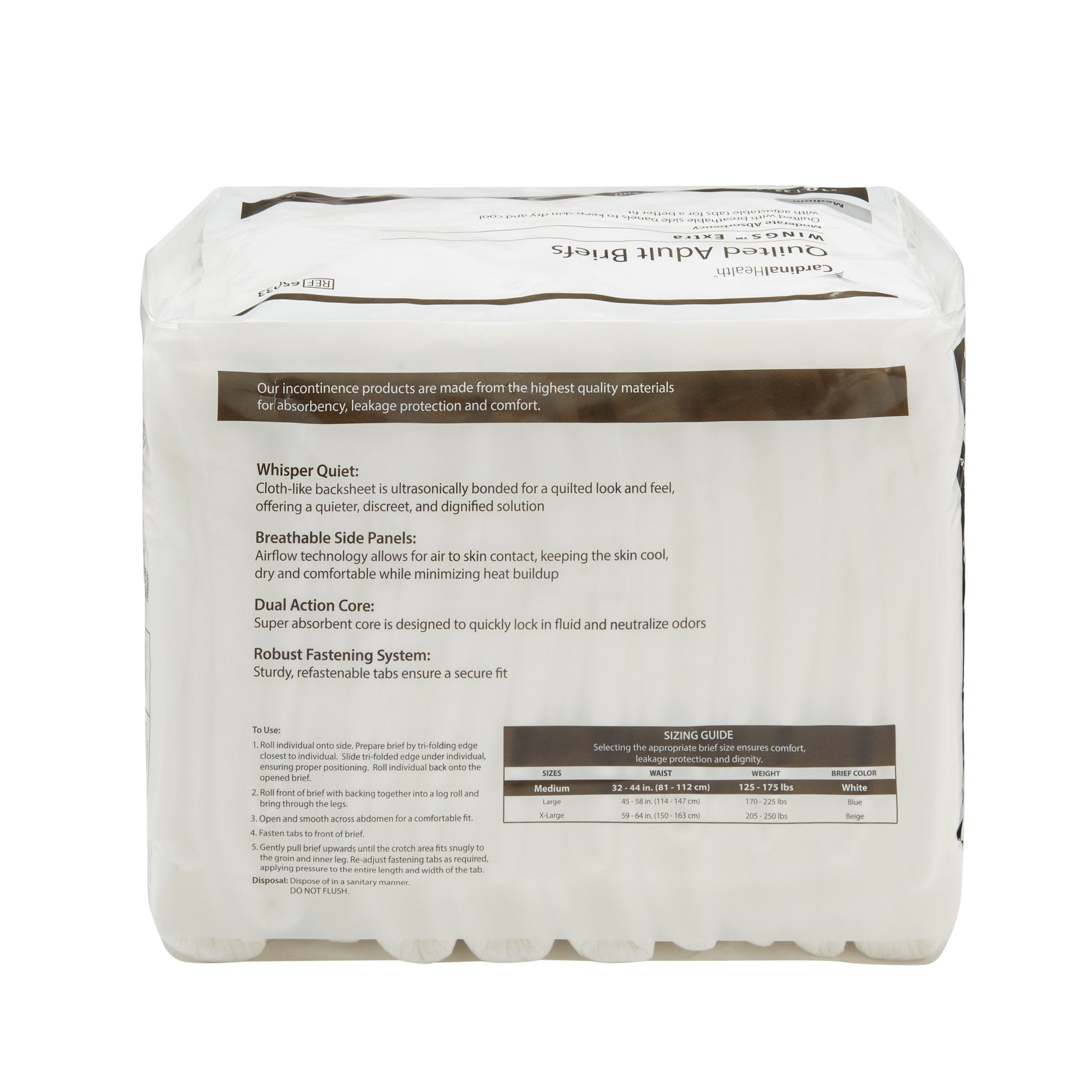 Unisex Adult Incontinence Brief Wings Extra Quilted Medium Disposable Moderate Absorbency, Packaging Type- Case
