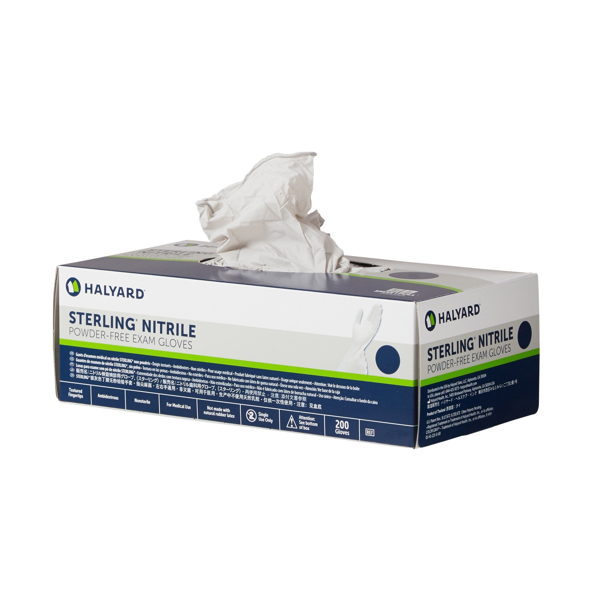 Guante de examen STERLING X-Small de nitrilo no estéril, longitud de puño estándar, puntas de los dedos texturizadas, color gris, probado para quimioterapia