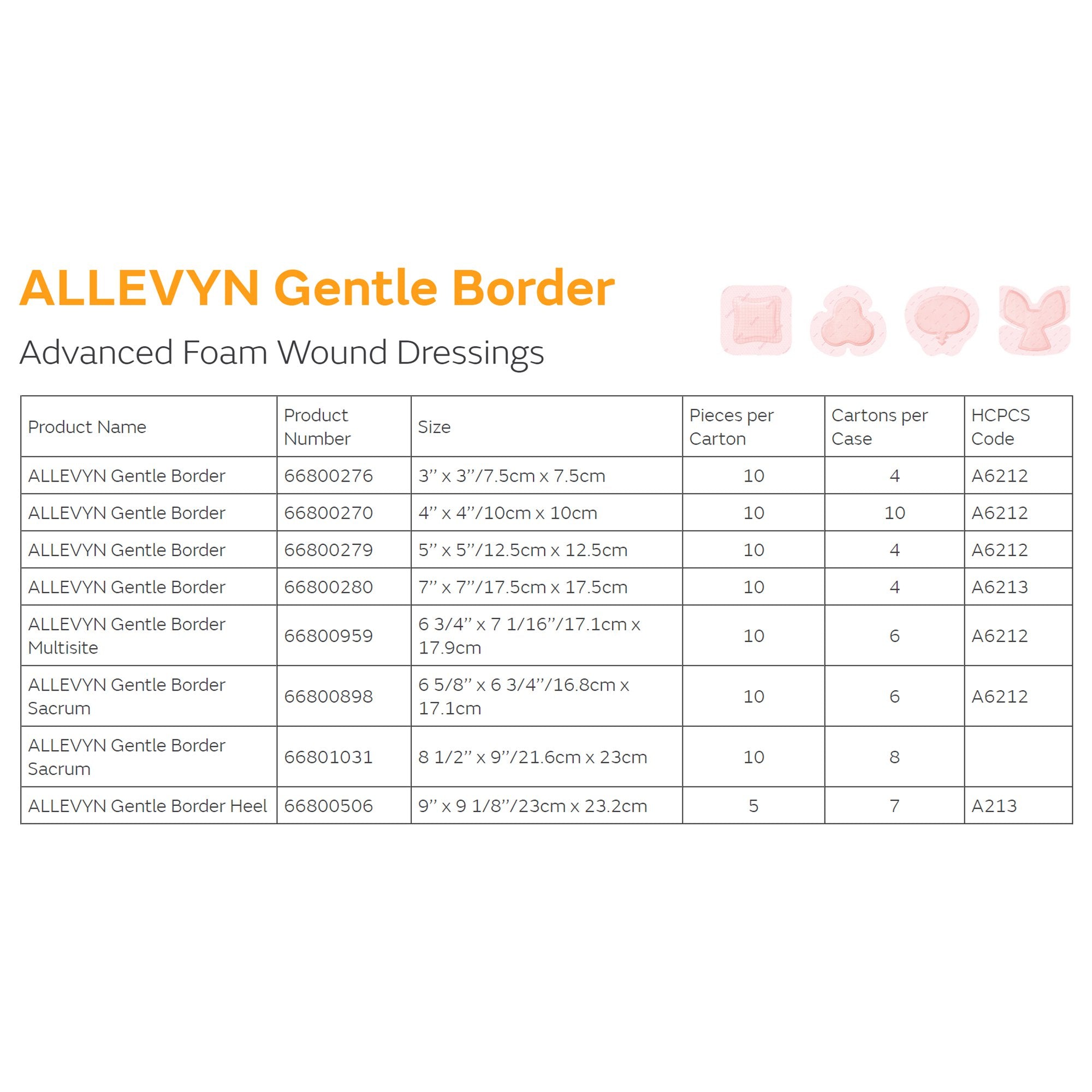 Foam Dressing Allevyn Gentle Border 6-3/4 X 7-5/8 Inch With Border Film Backing Silicone Gel Adhesive Multisite Sterile,Packaging Type- Box